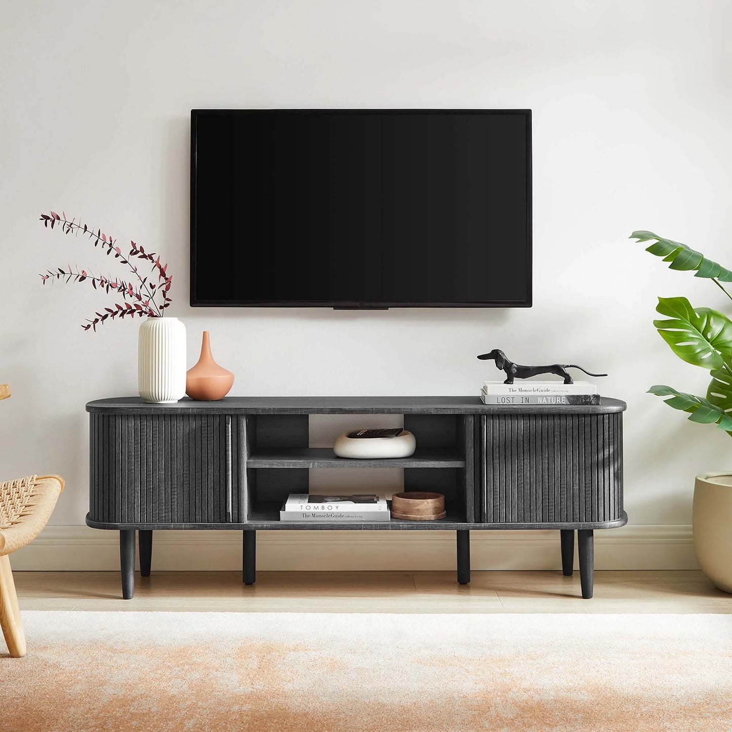 Contour 55" TV Stand - Sleek Modern Media Console for Compact Living Spaces