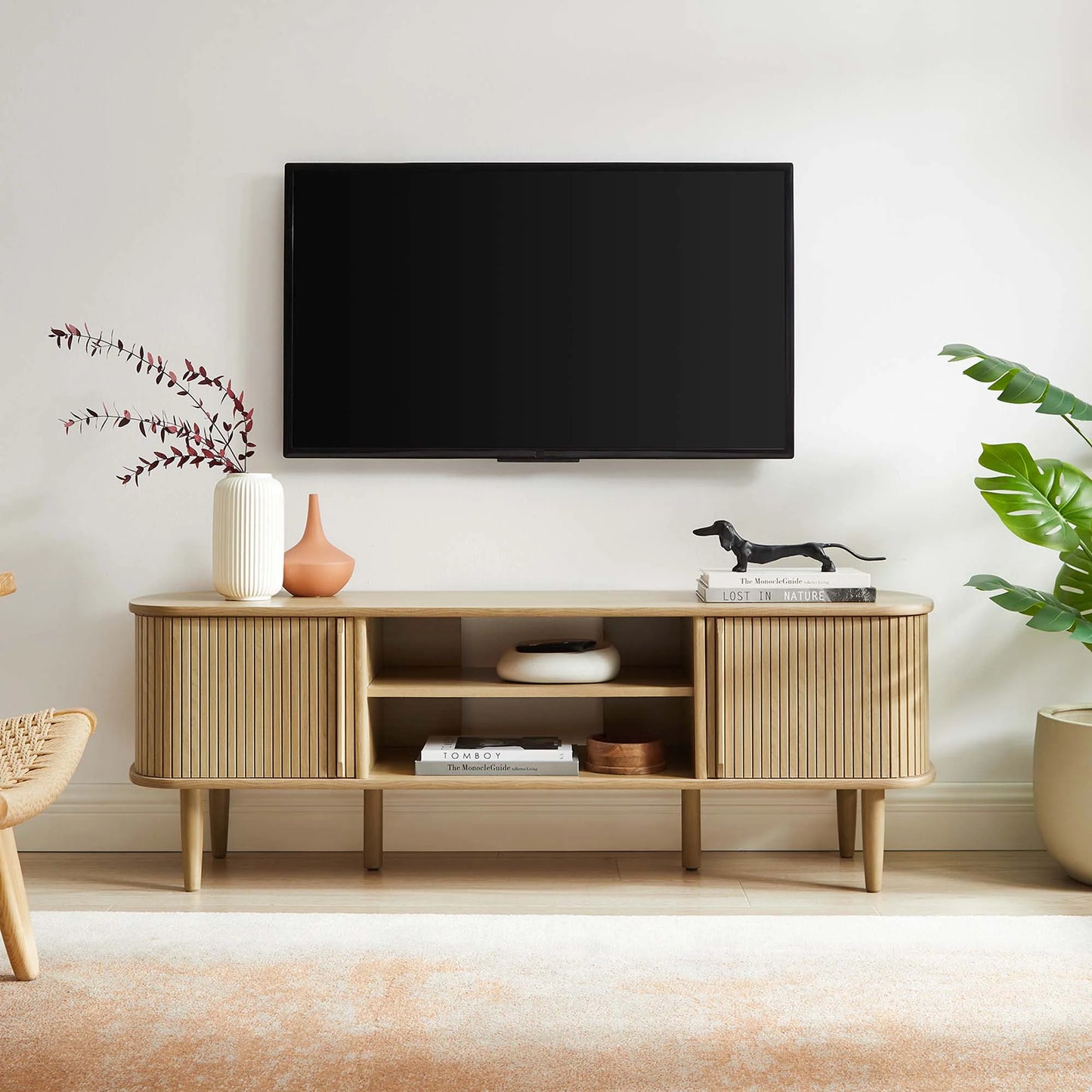 Contour 55" TV Stand - Sleek Modern Media Console for Compact Living Spaces