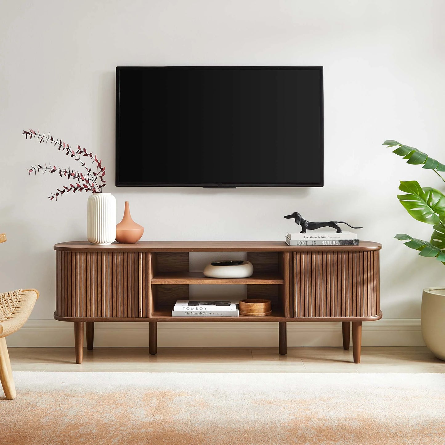 Contour 55" TV Stand - Sleek Modern Media Console for Compact Living Spaces