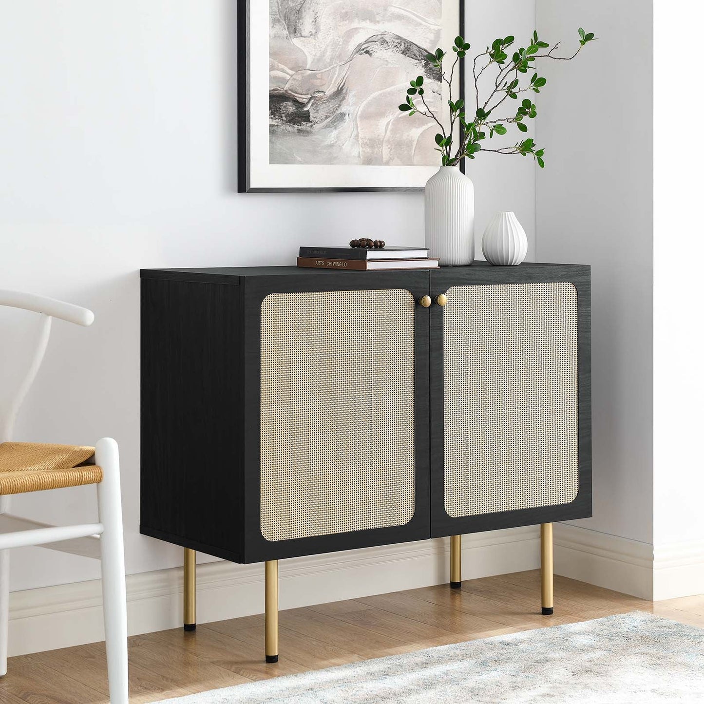 Chaucer Accent Cabinet - Chic Rattan Storage Solution for Living Room, Entryway, or Home Office