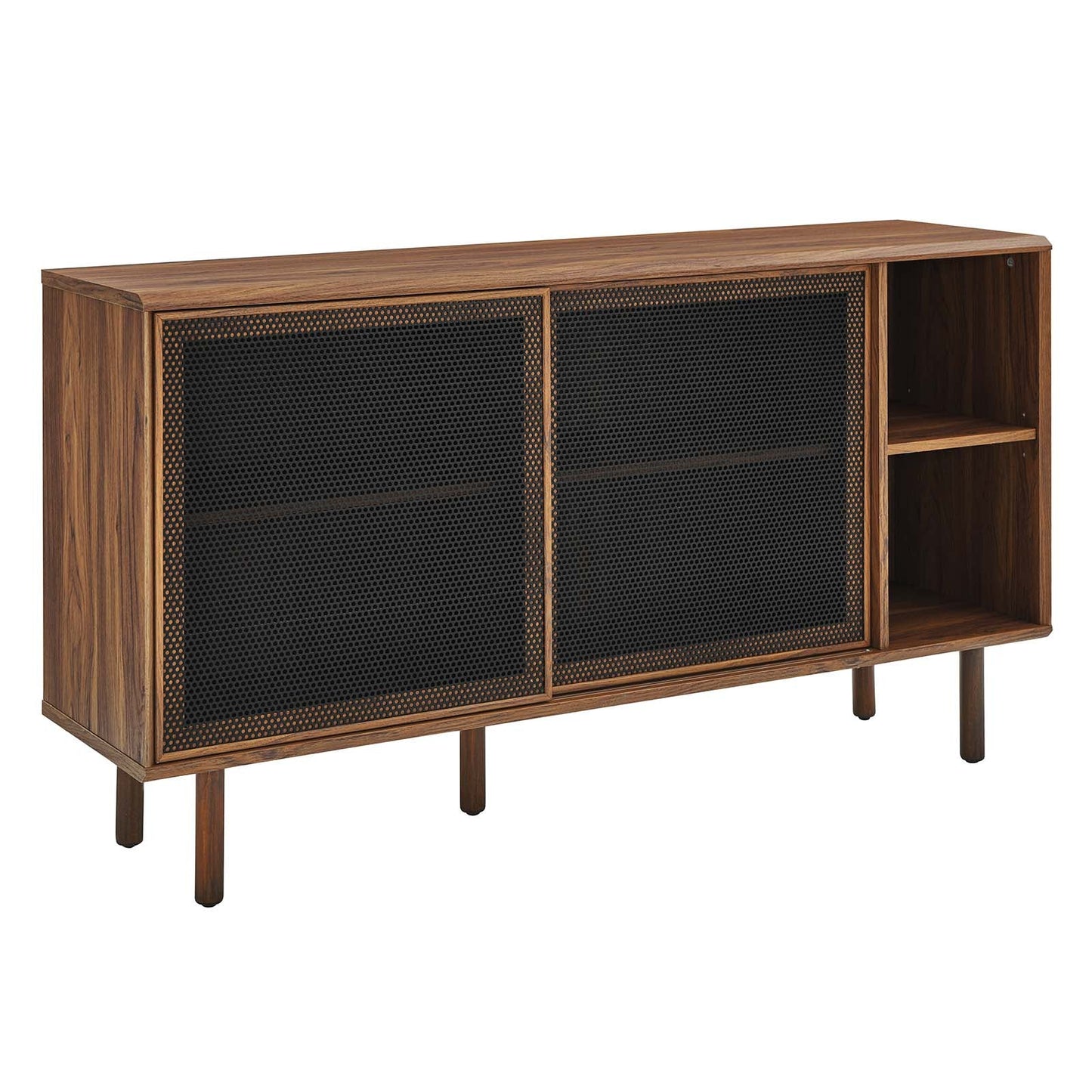 Kurtis 59" Sideboard - Modern Industrial Storage Cabinet with Metal Mesh Doors for Chic Living Spaces in Charcoal