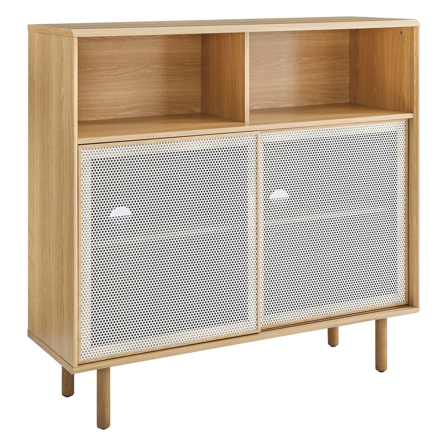 Kurtis 47" Modern Display Cabinet with Metal Mesh Doors for Chic Storage and Décor Solutions in Charcoal