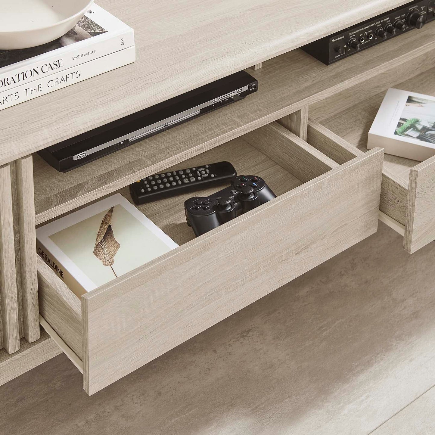 Eudora 60" Modern TV Stand with Elegant Slatted Doors and Generous Storage for Chic Living Spaces