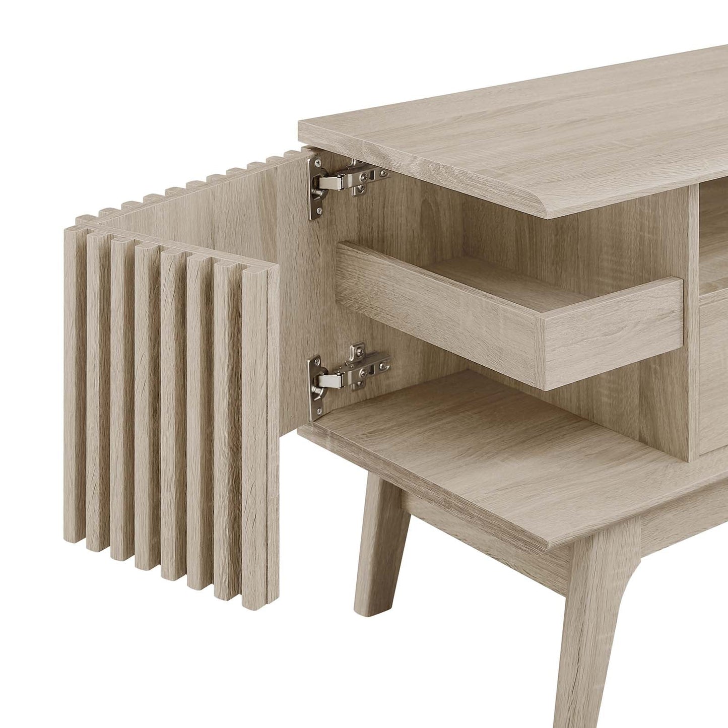 Eudora 60" Modern TV Stand with Elegant Slatted Doors and Generous Storage for Chic Living Spaces