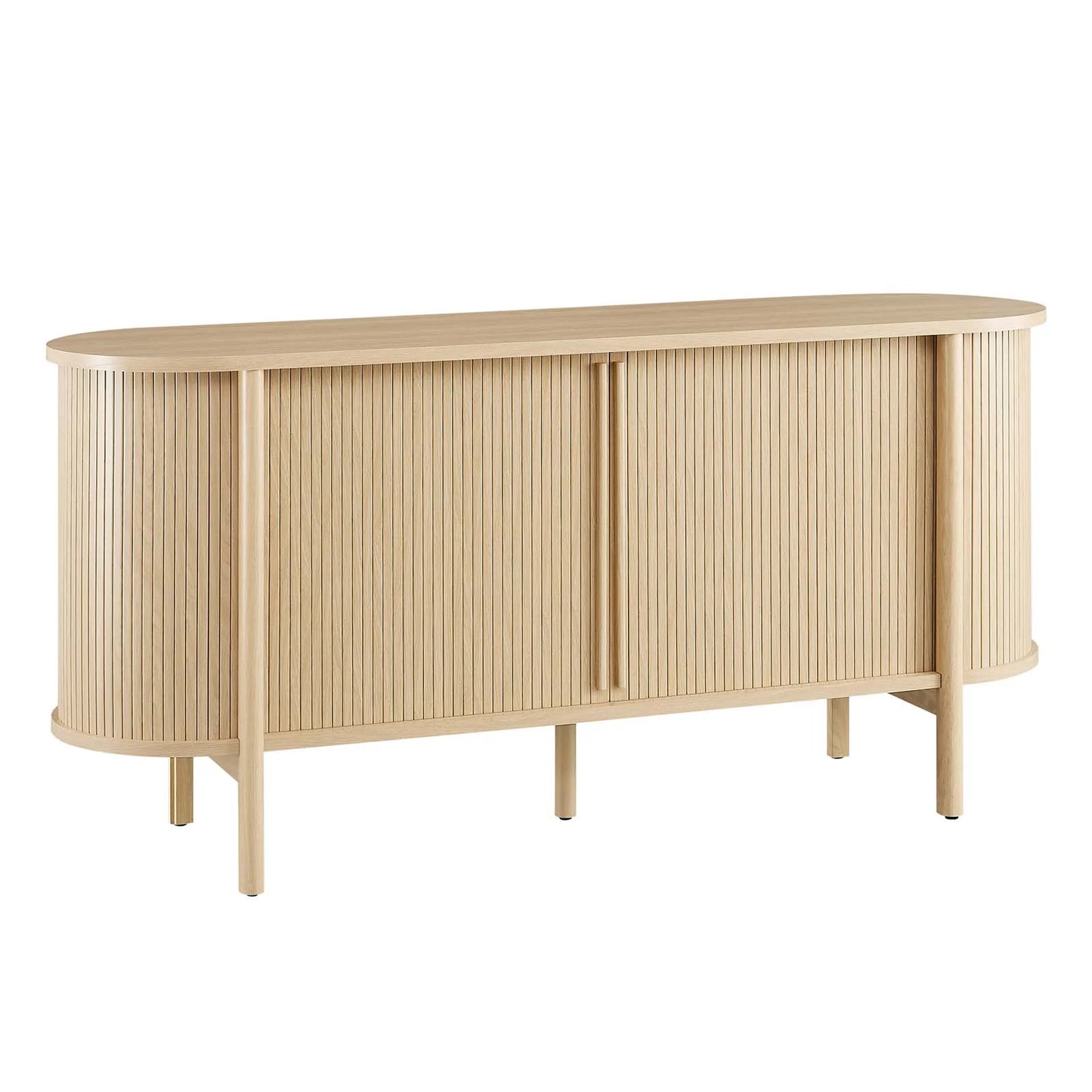 Cadence 63" Mid-Century Modern Sideboard with Fluted Sliding Doors and Durable Construction in Brown and Walnut