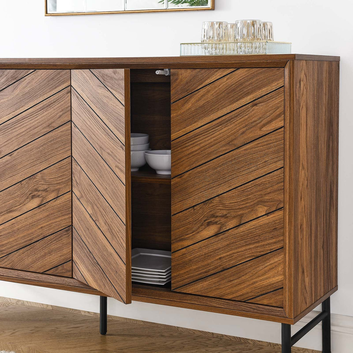 Harper Chevron Sideboard in Walnut