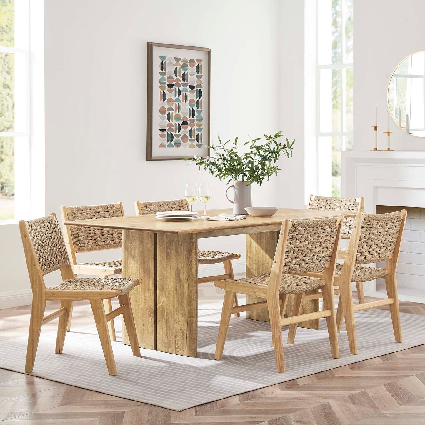 Amistad 72" Wood Dining Table - Modern Farmhouse Charm with Durable Mango Wood for Family Gatherings