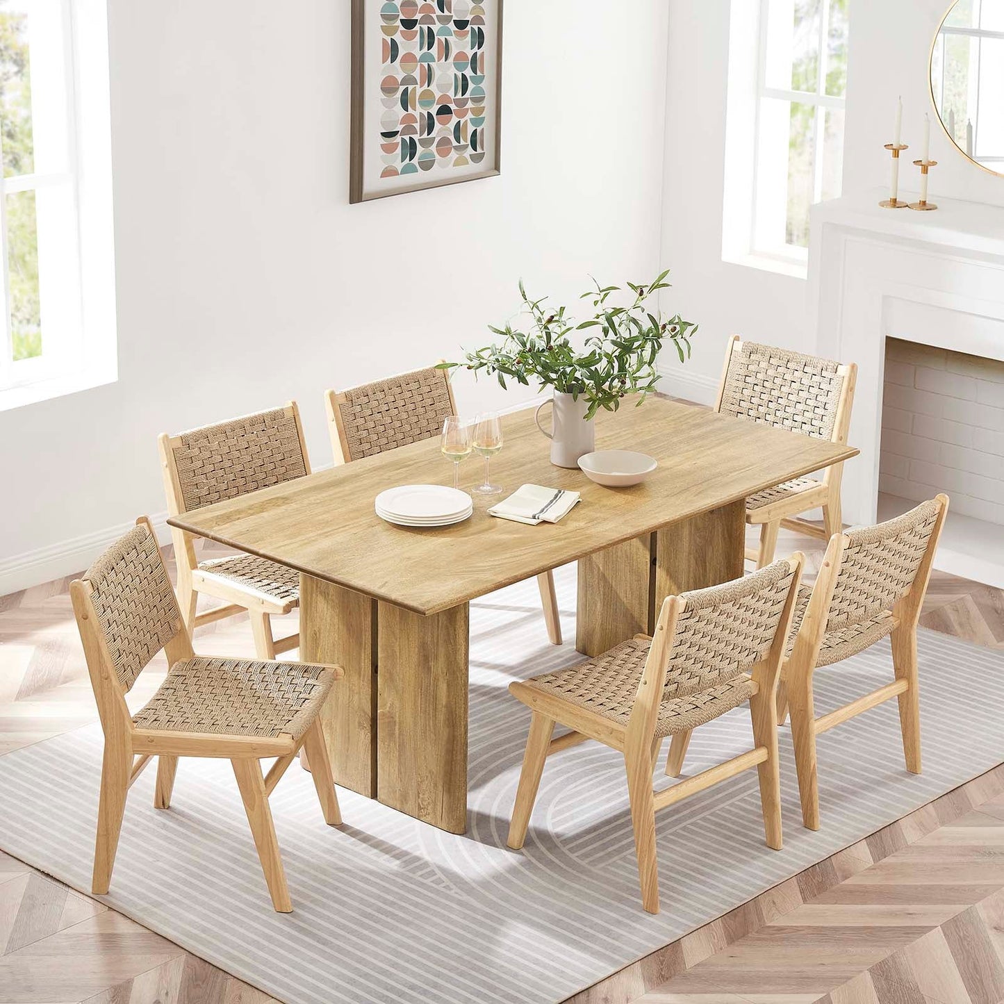 Amistad 72" Wood Dining Table β Modern Farmhouse Charm with Durable Mango Wood, Perfect for Family Gatherings