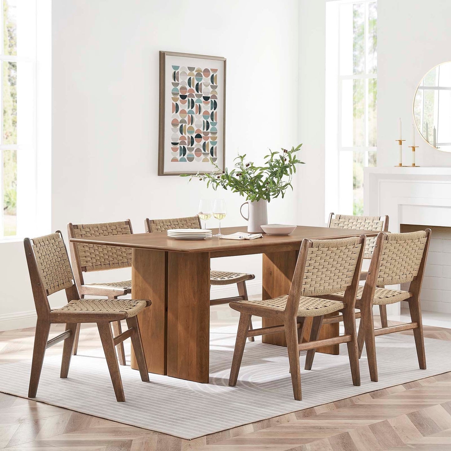 Amistad 72" Wood Dining Table - Modern Farmhouse Charm with Durable Mango Wood for Family Gatherings