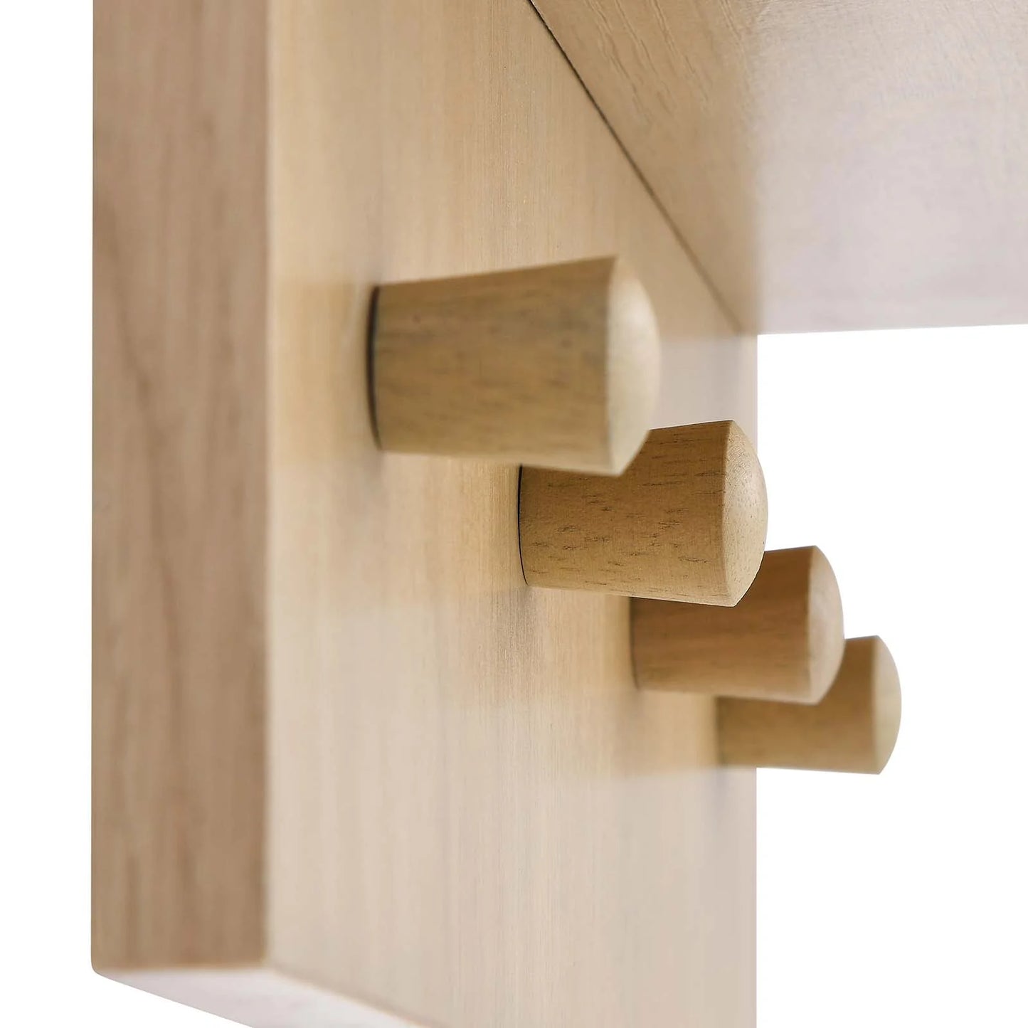 Glint Round Mirror with Stylish Rectangular Wood Frame, Shelf, and Four Pegs for Effortless Organization