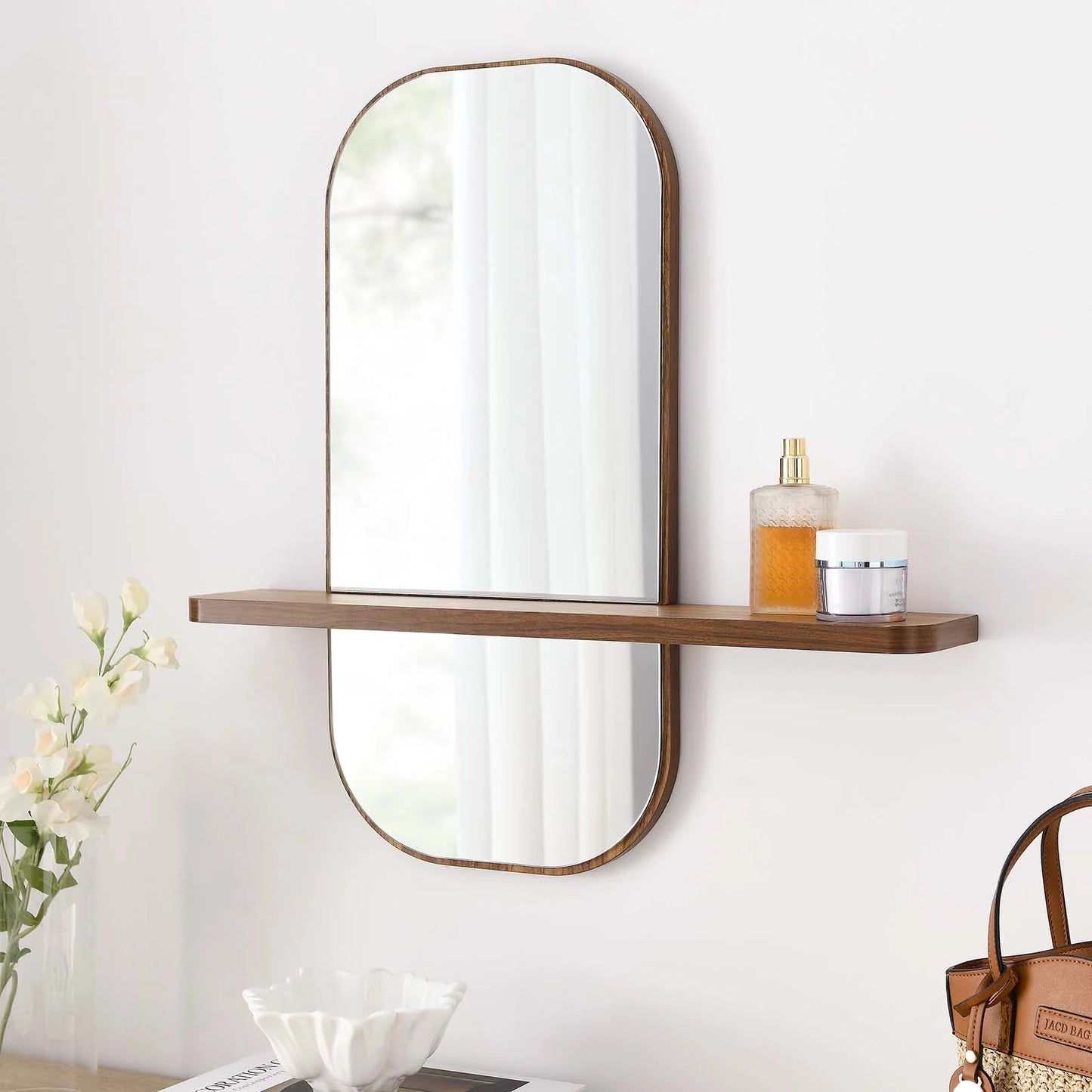 Solstice Mirror - Elegant Rectangular Design with Shelf for Entryway, Living Room, or Bedroom Décor