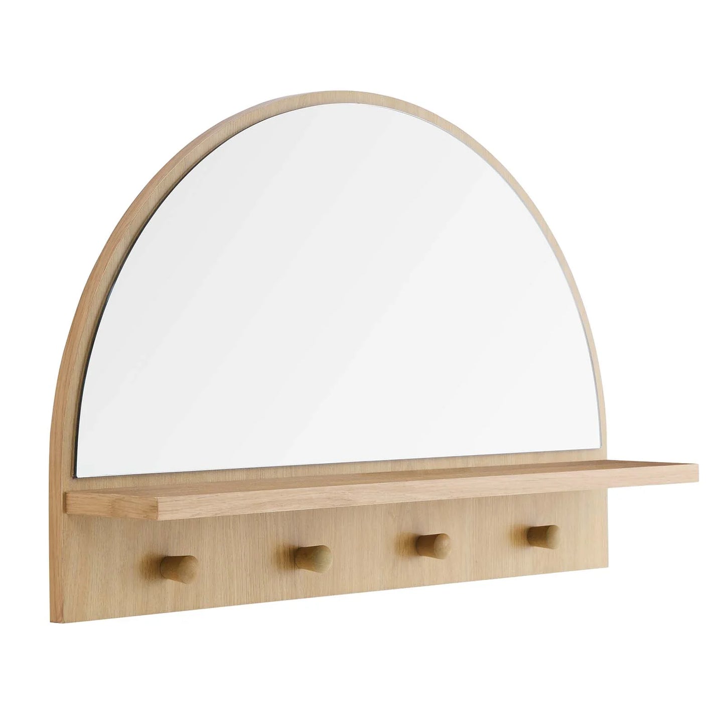 Moonbeam Arched Mirror - Modern Entryway Decor with Shelf, Pegs, and Elegant Design for Stylish Organization
