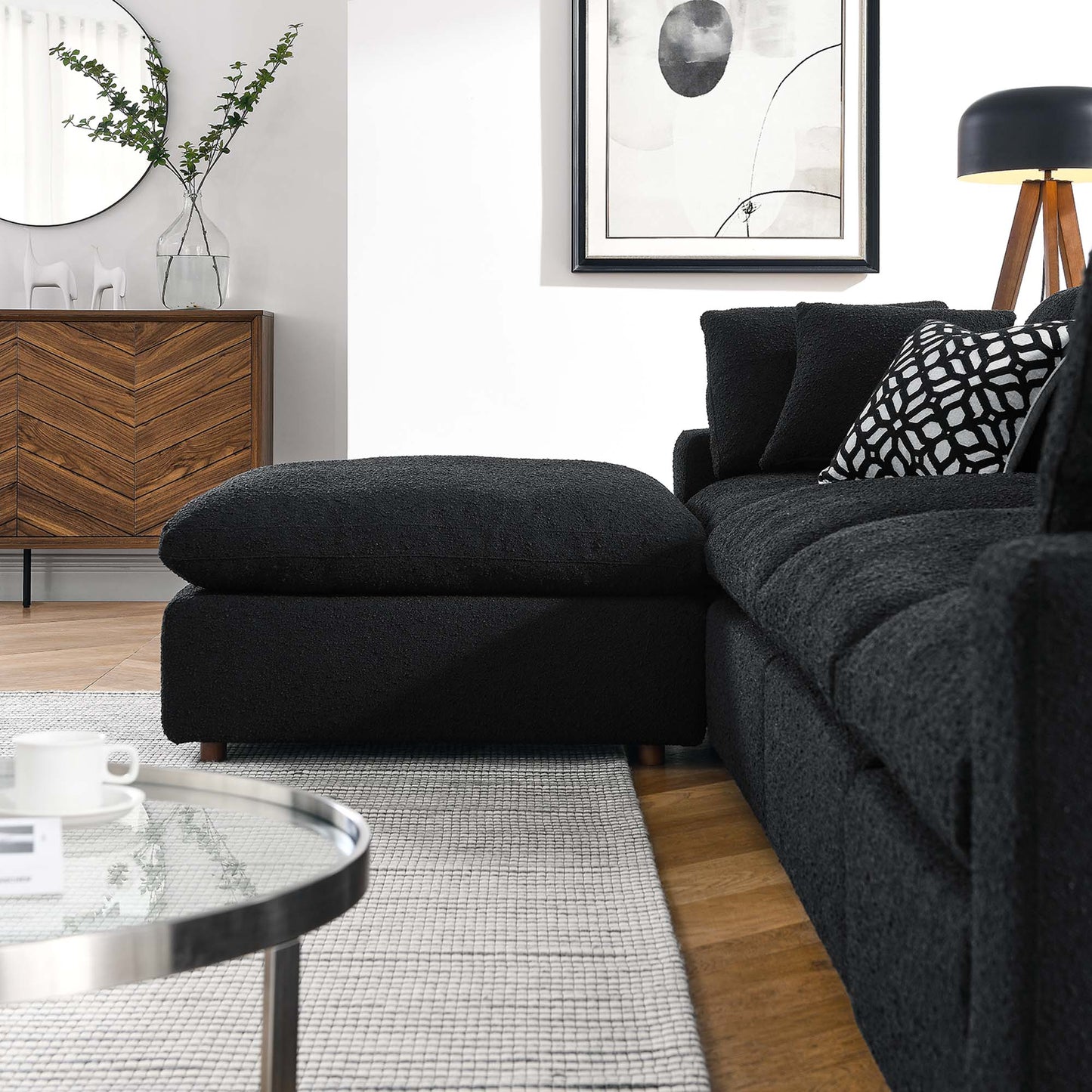 Commix 5-Piece Down Filled Overstuffed Boucle Fabric Sectional Sofa – A Cloud You Can Sink Into