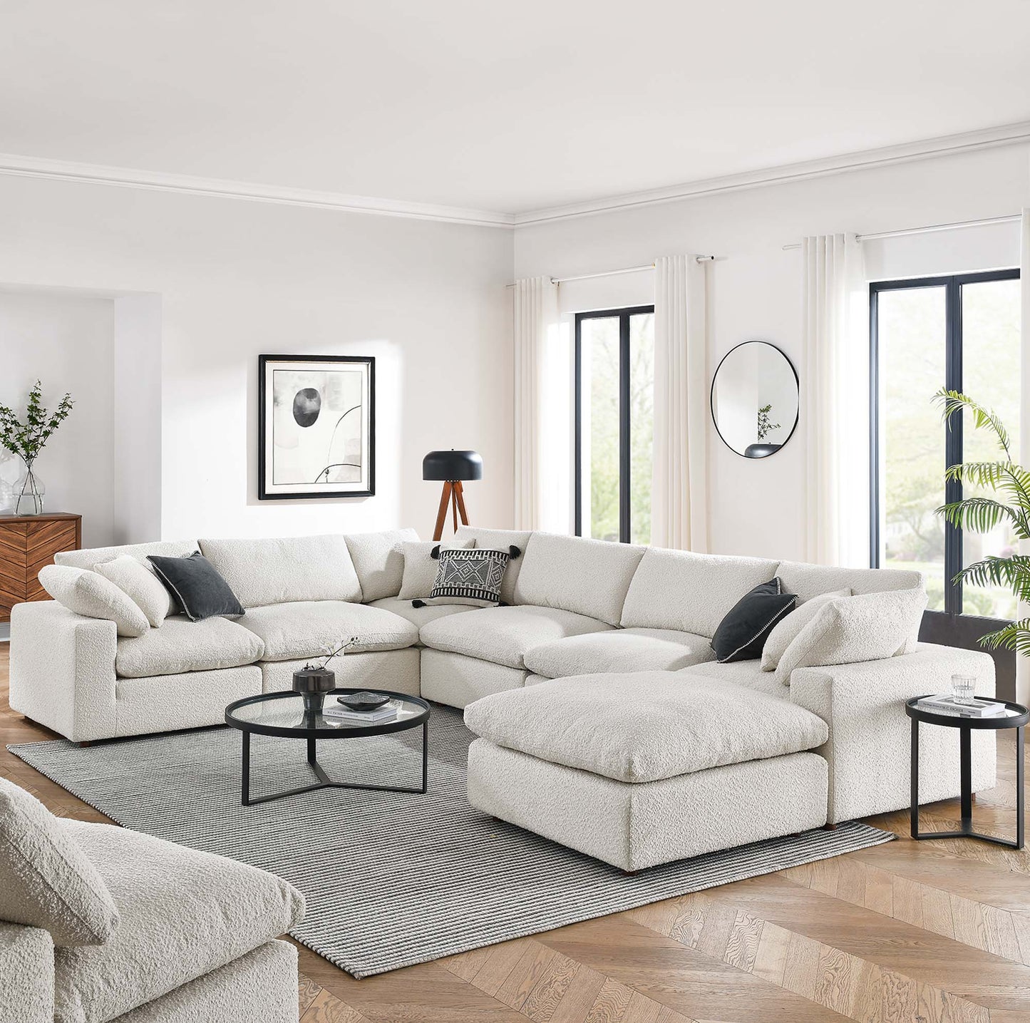 Commix 7-Piece Down Filled Overstuffed Boucle Sectional Sofa – Cloud-Like Comfort Meets Cozy Couture