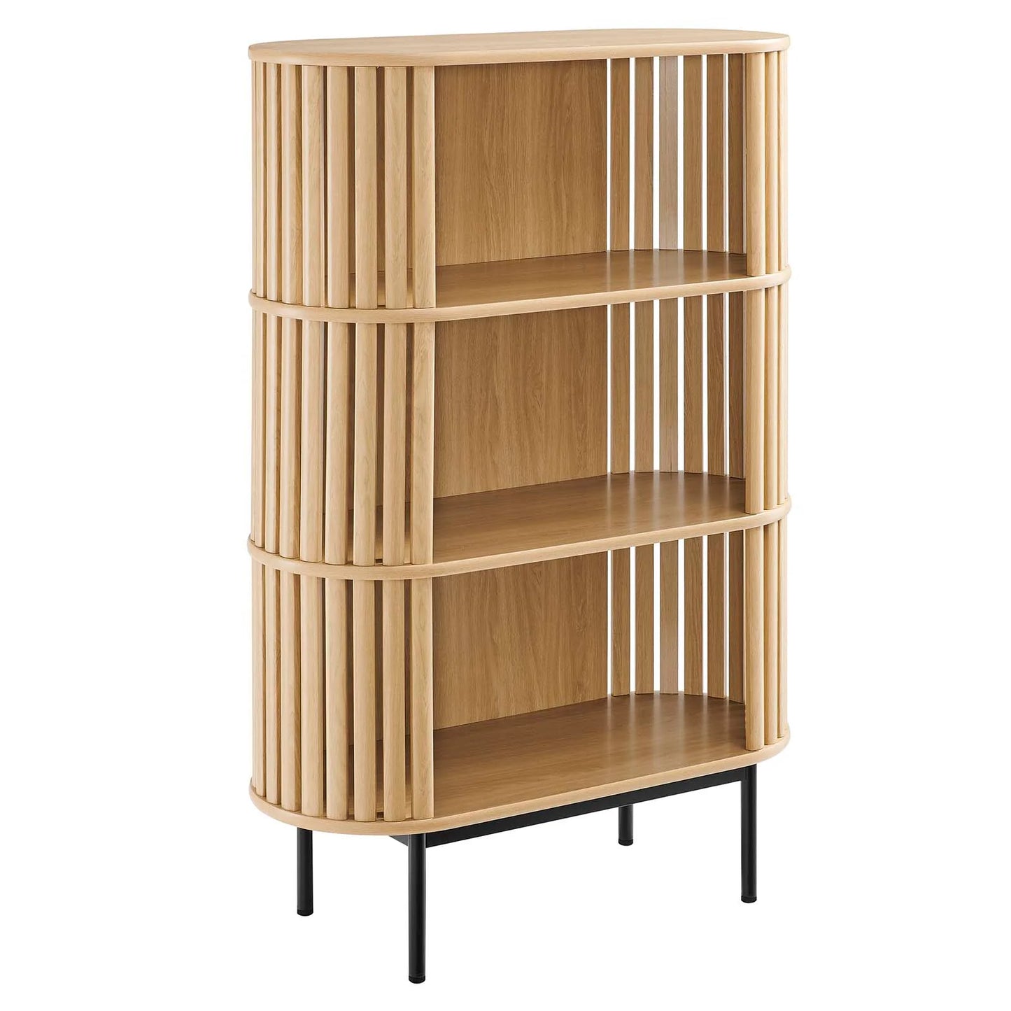Fortitude Three-Tier Display Cabinet β Elegant Oak Open Storage Bookshelf for Contemporary Living Spaces