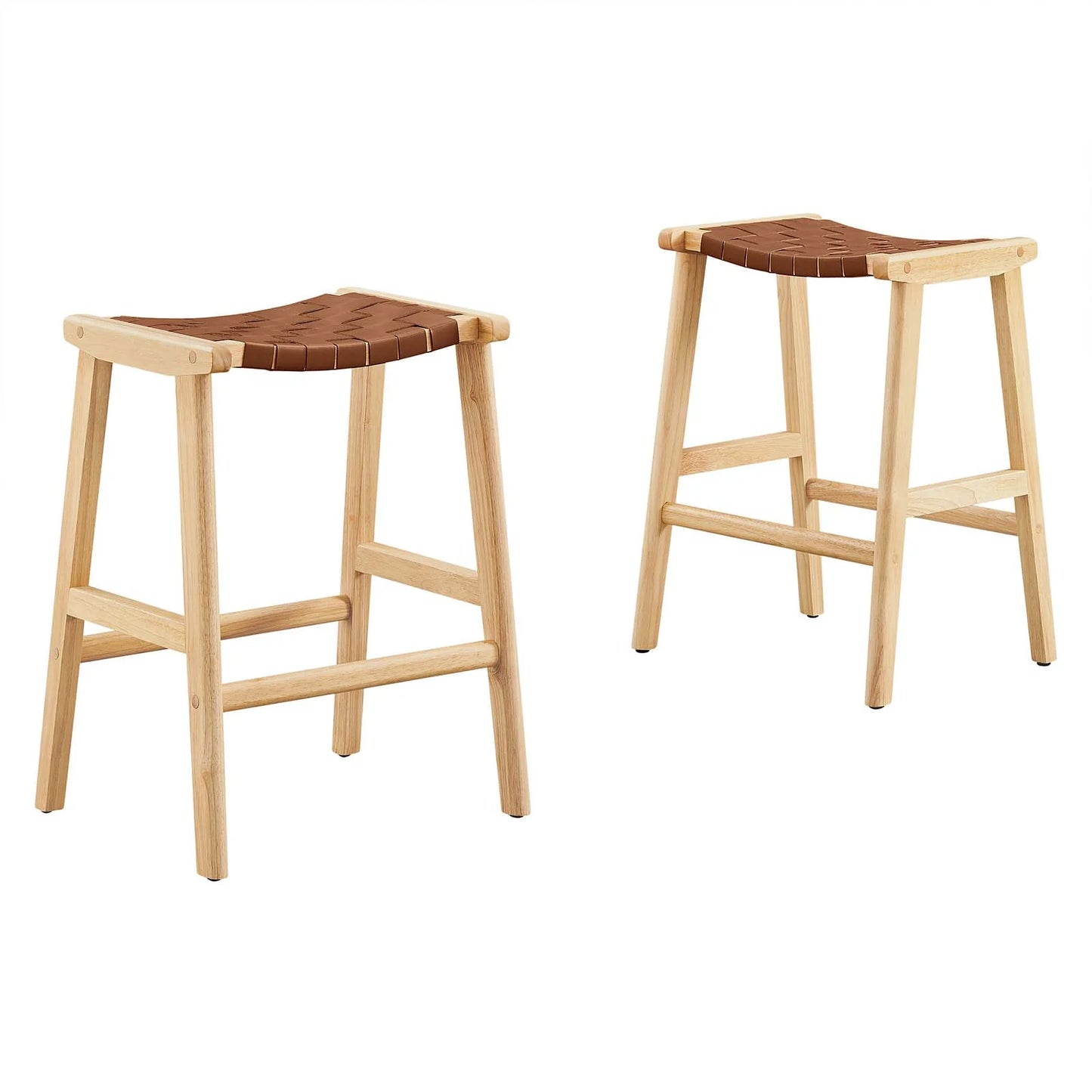 Saoirse Faux Leather Wood Counter Stool - Set of 2 for Chic and Comfortable Dining Seating