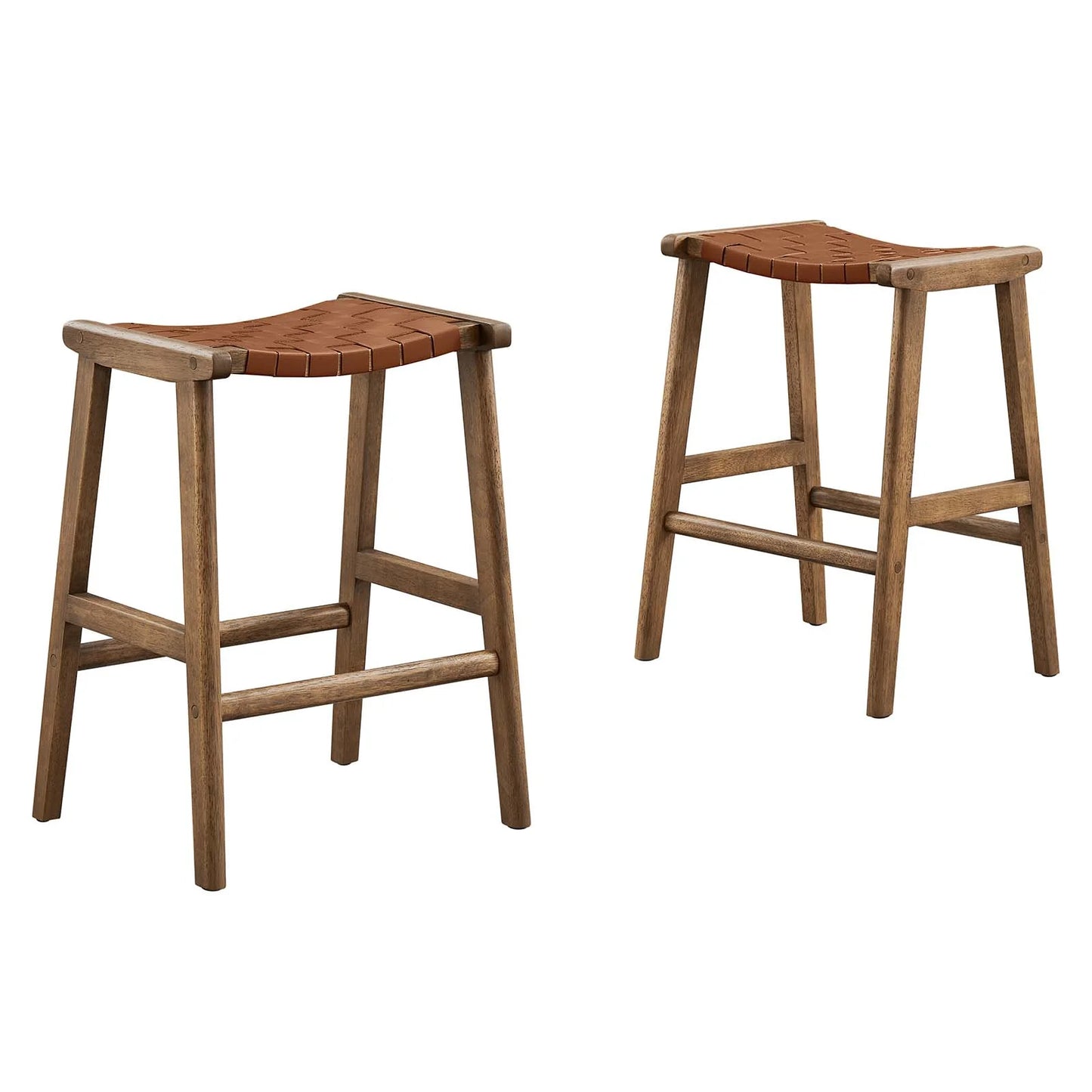 Saoirse Faux Leather Wood Counter Stool - Set of 2 for Chic and Comfortable Dining Seating