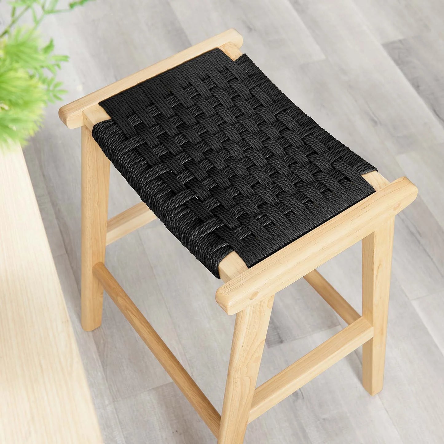 Saoirse Woven Rope Wood Counter Stool - Set of 2 for Stylish and Comfortable Dining Solutions