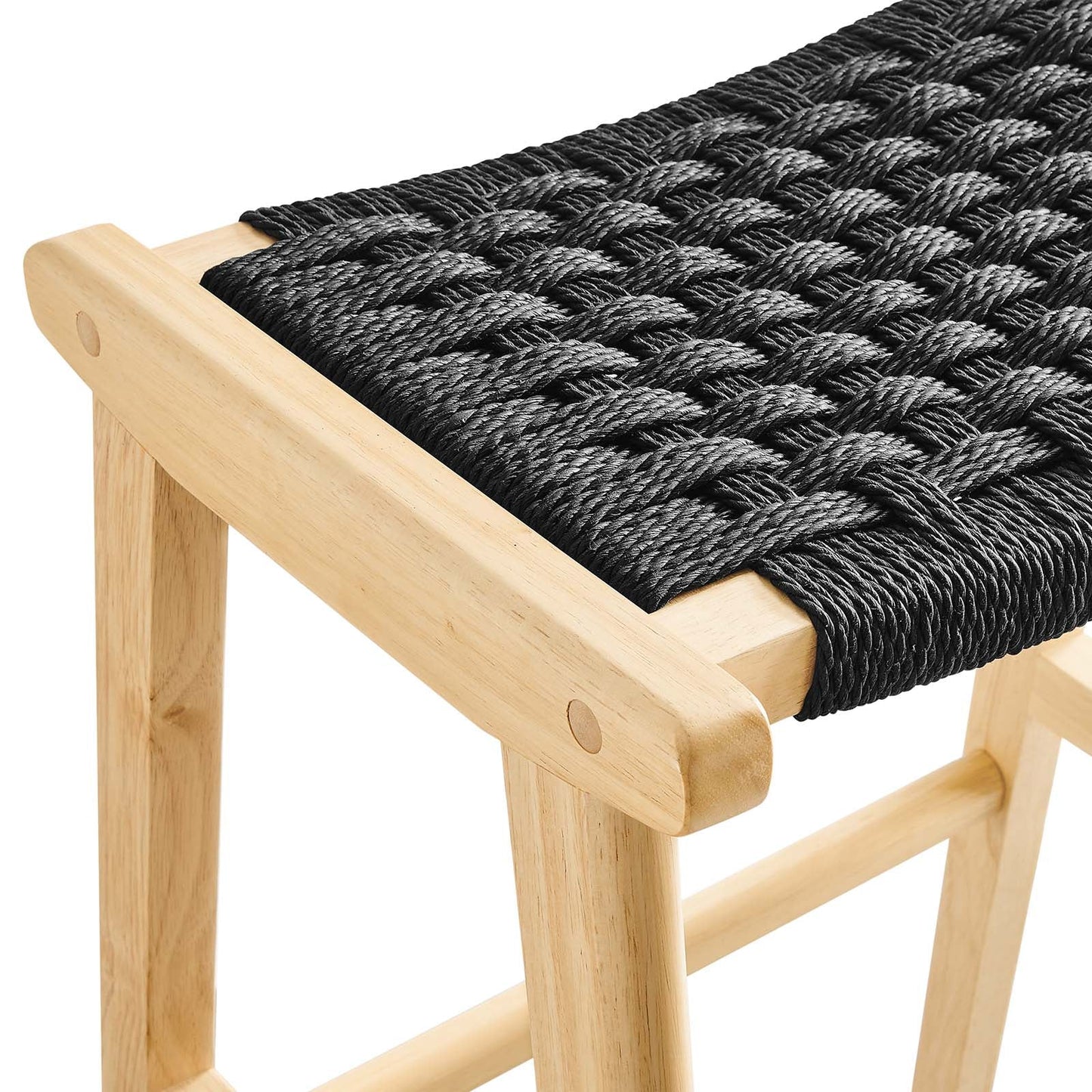 Saoirse Woven Rope Wood Bar Stool - Set of 2 for Stylish and Comfortable Seating