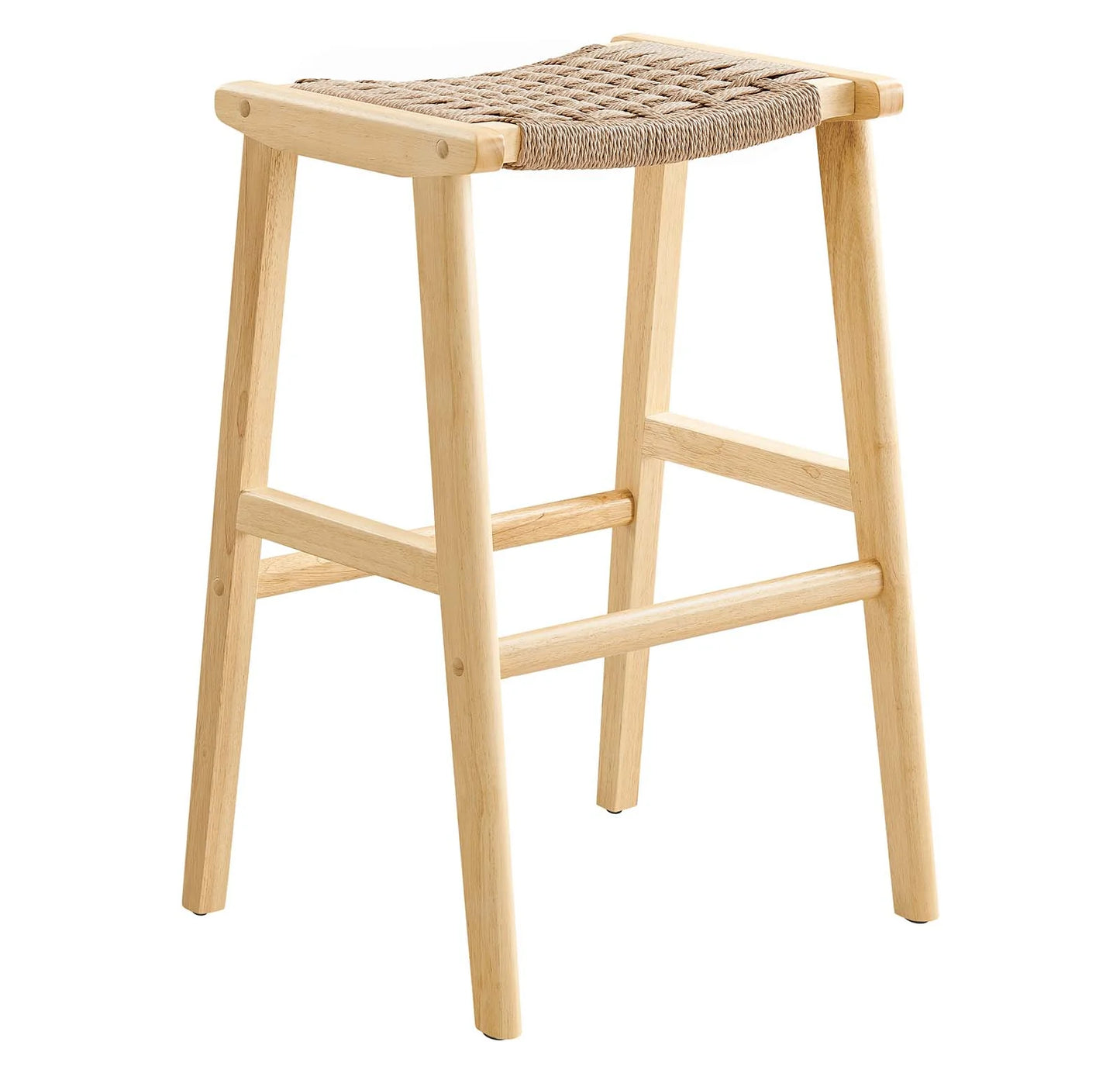 Saoirse Woven Rope Wood Bar Stool - Set of 2 for Stylish and Comfortable Seating