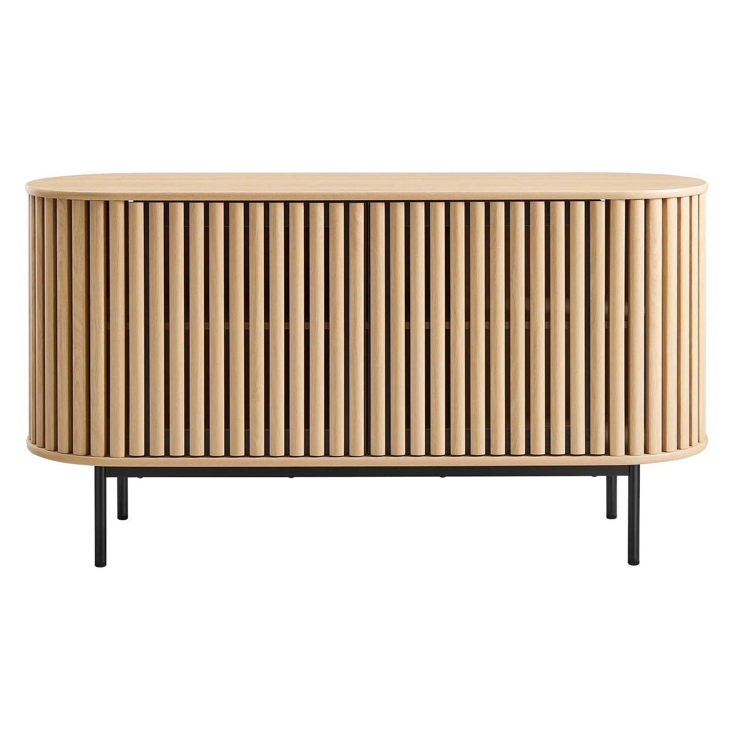 Fortitude 59” Oval Sideboard - Stylish Timber-Style Design with Six Generous Storage Compartments