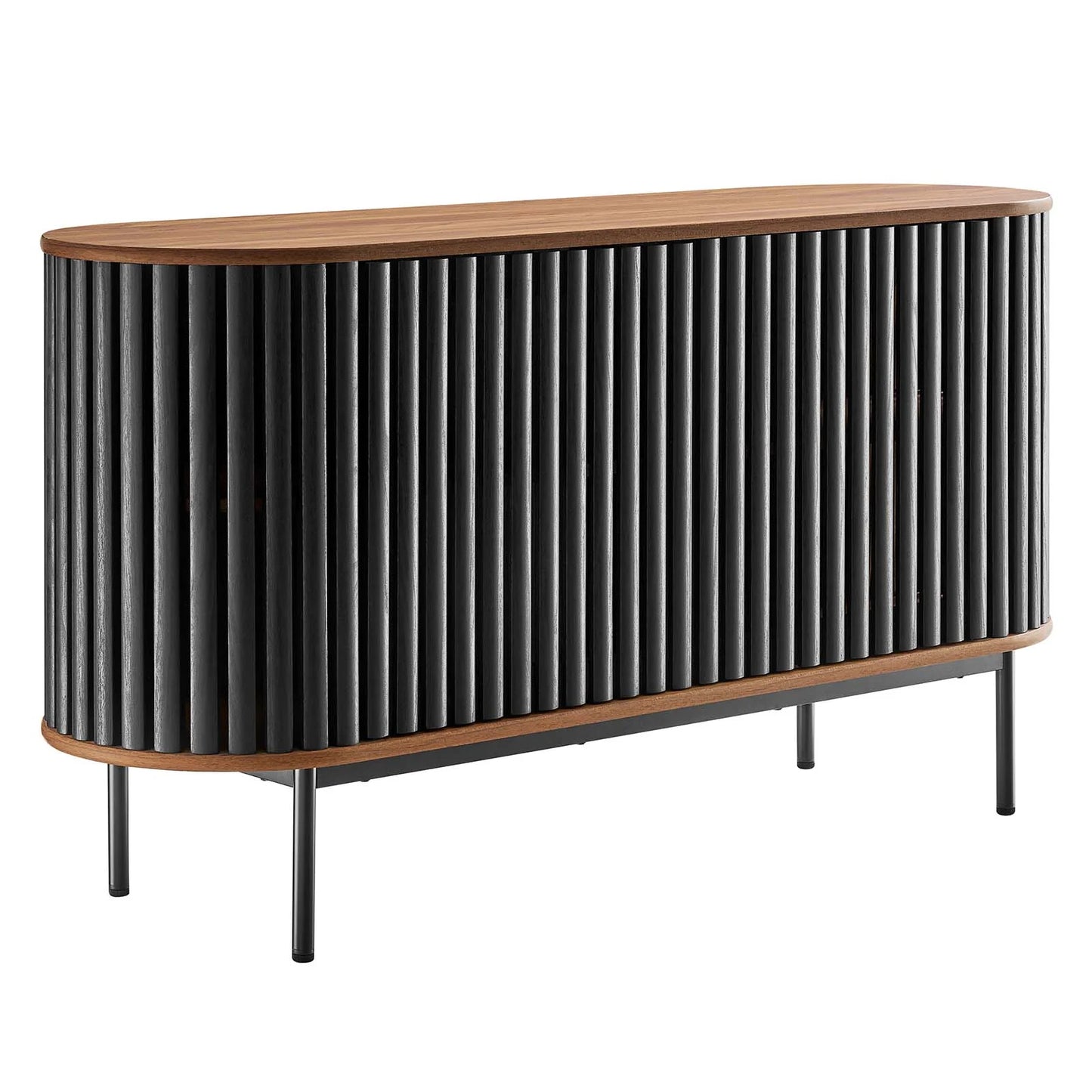 Fortitude 59” Oval Sideboard - Stylish Timber-Style Design with Six Generous Storage Compartments