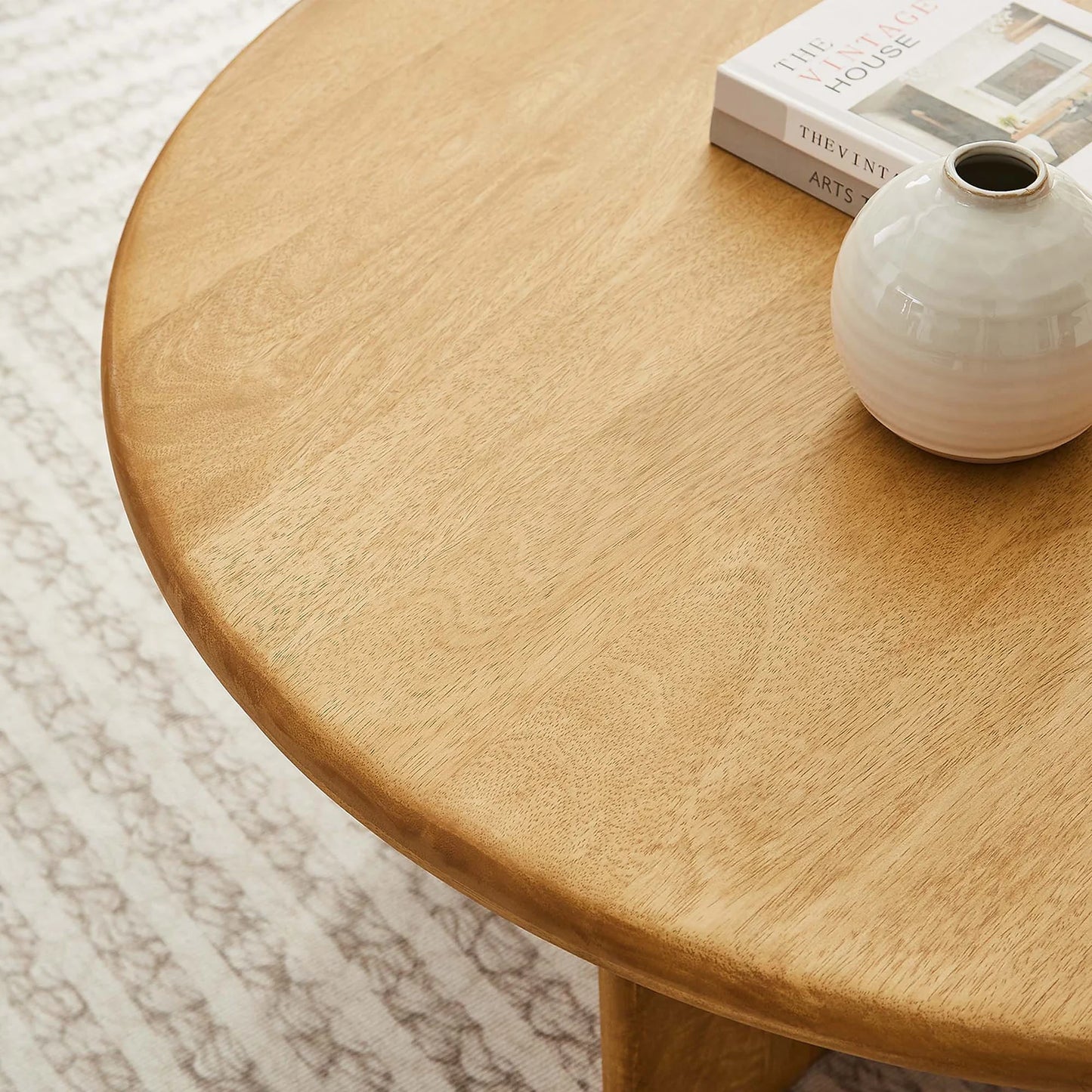 Rivian Round 34" Coffee Table in Oak – Sleek and Modern Accent Piece for Contemporary Living Rooms