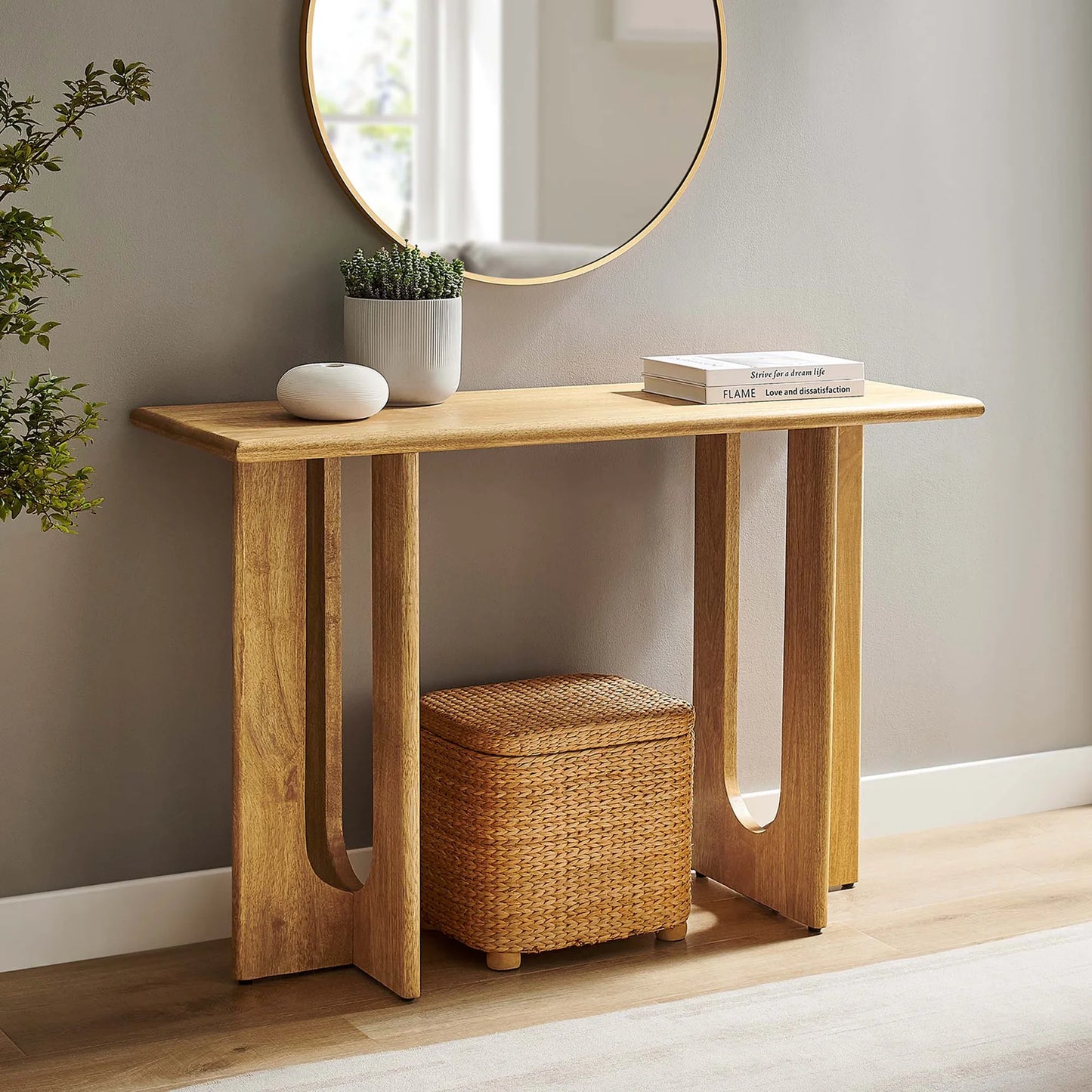 Rivian 46" Console Table – Modern Mid-Century Solid Mango Wood Accent for Contemporary Living Spaces