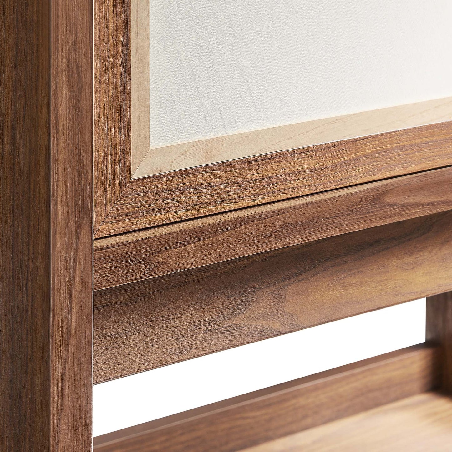 Capri Tall Storage Cabinet – Sleek Wood Grain Finish with Soft-Close Linen Doors for Stylish and Functional Organization.
