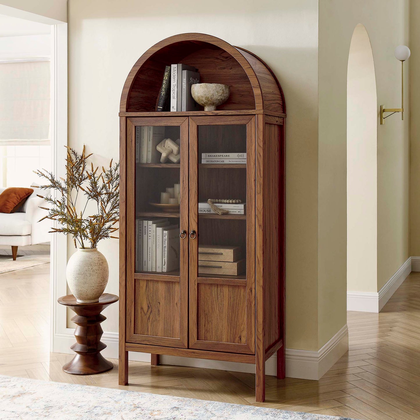 Tessa Tall Arched Storage Display Cabinet – Elegant and Spacious Cabinet for Modern Living Rooms and Hallways