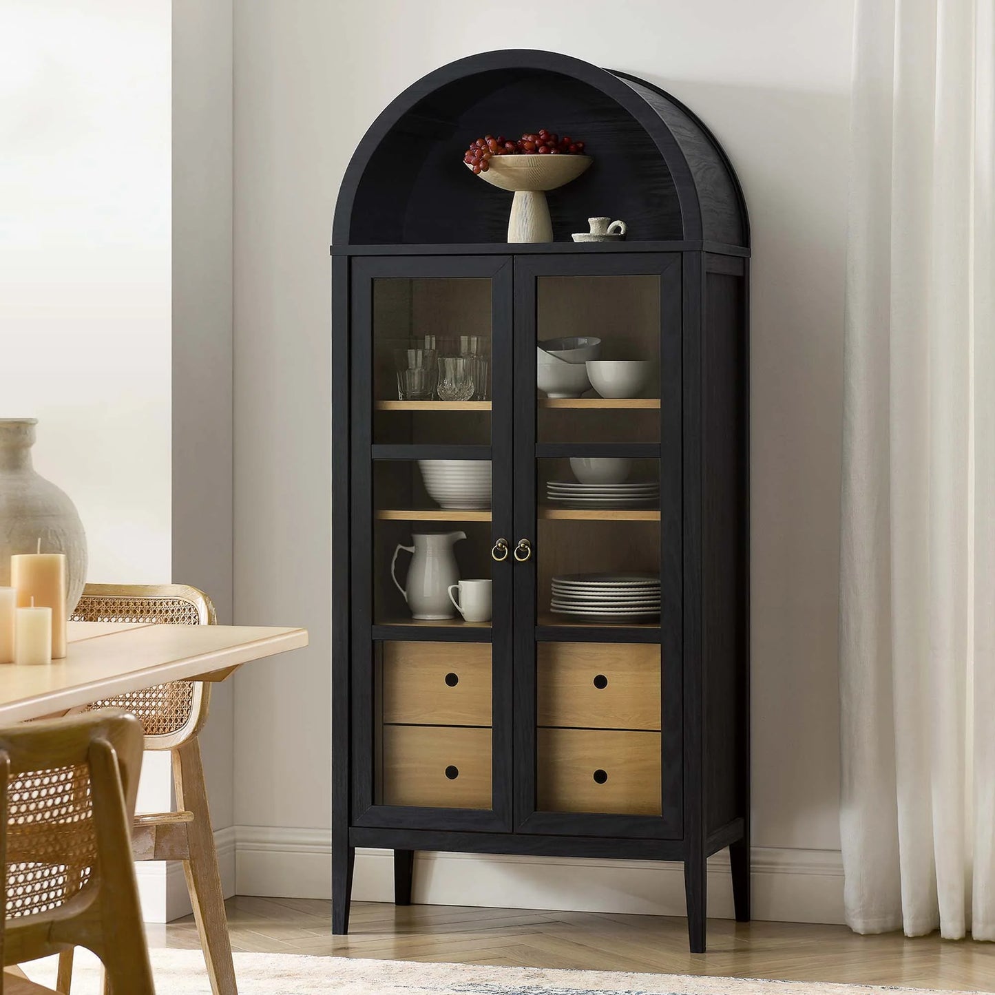 Nolan Tall Arched Storage Display Cabinet – Stylish and Functional Cabinet for Modern Homes