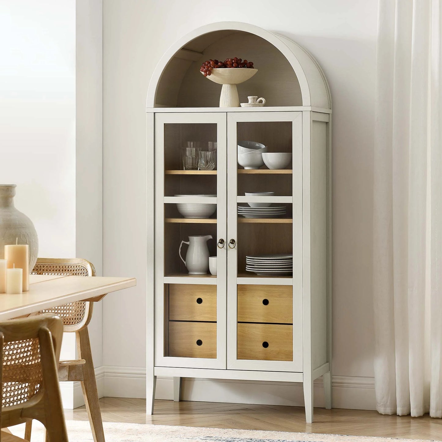 Nolan Tall Arched Storage Display Cabinet – Stylish and Functional Cabinet for Modern Homes