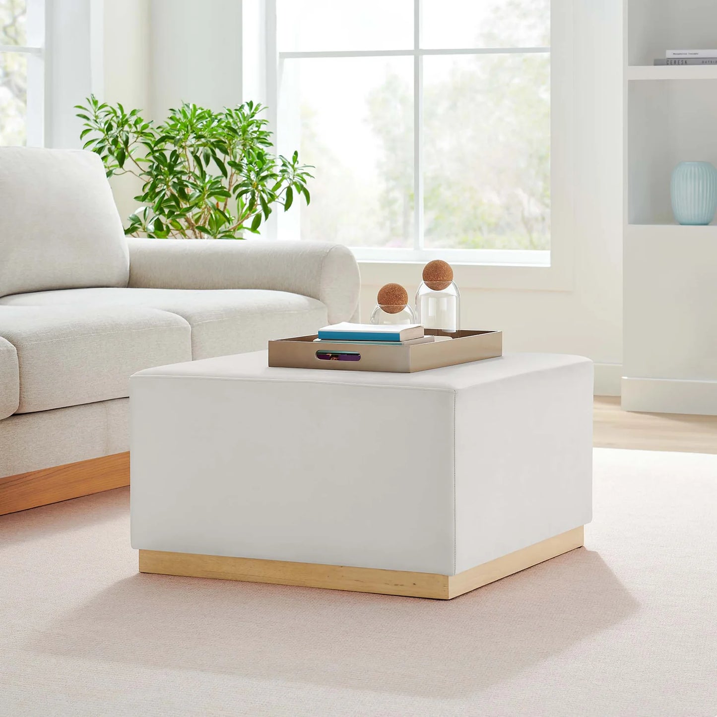 Tilden Elegant 28" Square Velvet Ottoman with Stain-Resistant Upholstery & Foam Padding β Stylish and Comfortable Accent Piece for Modern Living Spaces