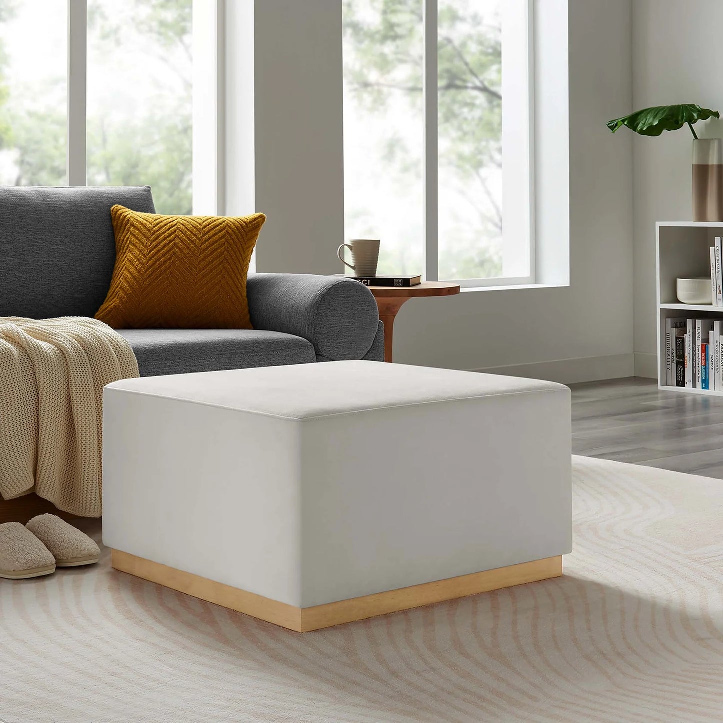 Tilden Elegant 28" Square Velvet Ottoman with Stain-Resistant Upholstery & Foam Padding β Stylish and Comfortable Accent Piece for Modern Living Spaces