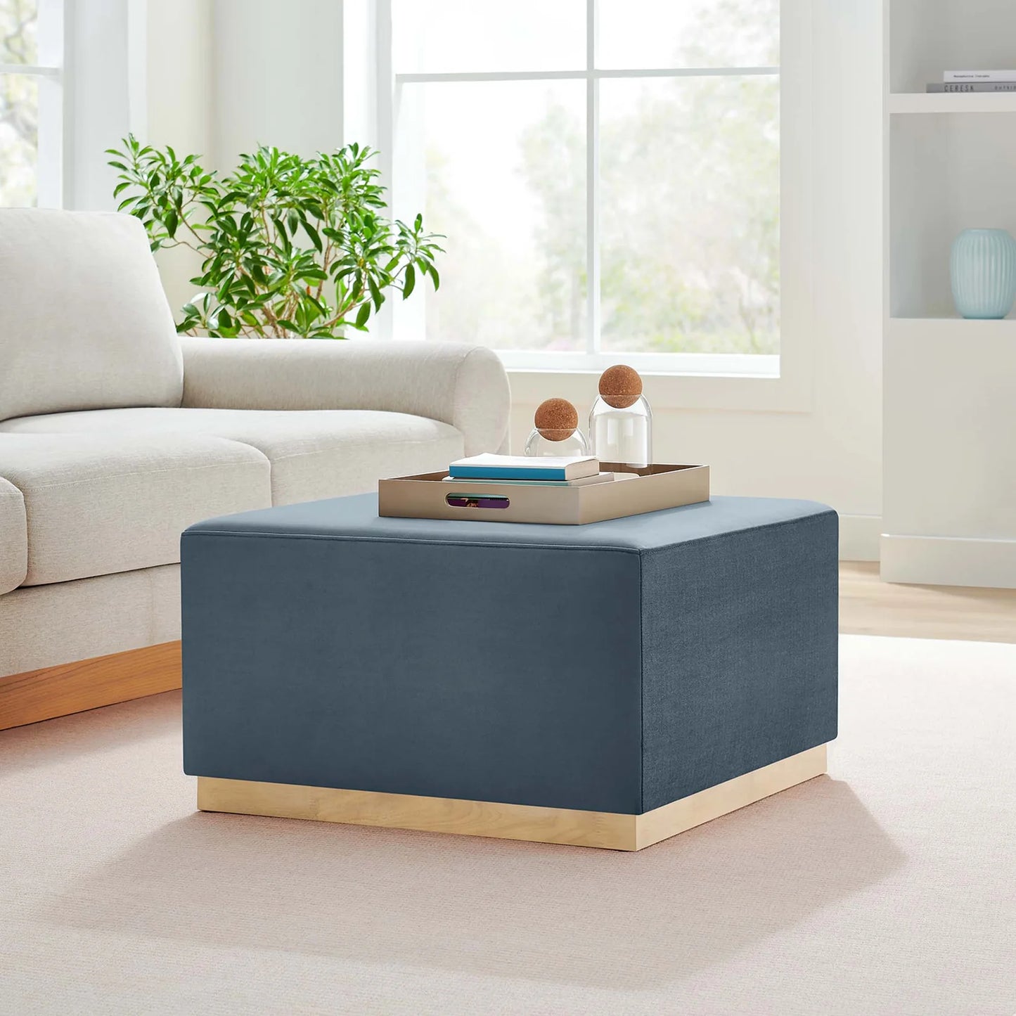 Tilden Elegant 28" Square Velvet Ottoman with Stain-Resistant Upholstery & Foam Padding β Stylish and Comfortable Accent Piece for Modern Living Spaces