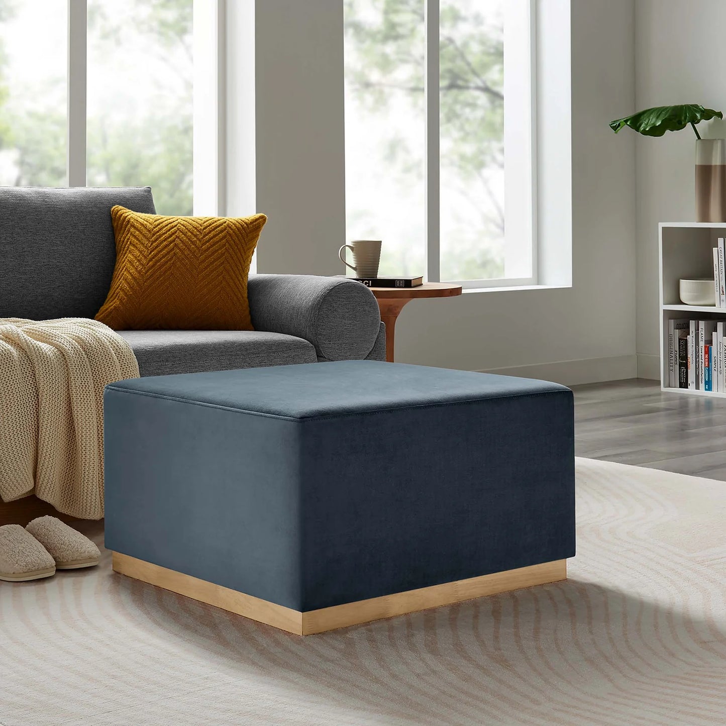 Tilden Elegant 28" Square Velvet Ottoman with Stain-Resistant Upholstery & Foam Padding β Stylish and Comfortable Accent Piece for Modern Living Spaces