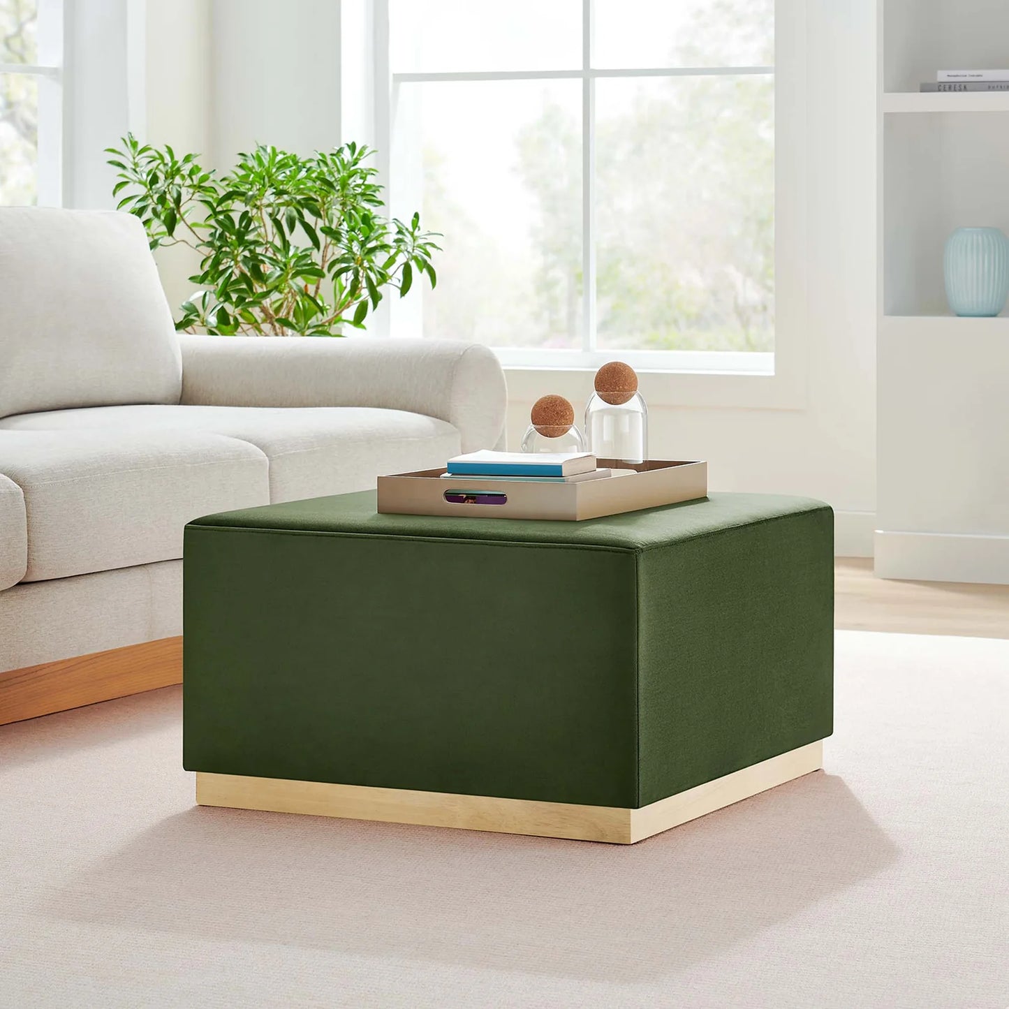 Tilden Elegant 28" Square Velvet Ottoman with Stain-Resistant Upholstery & Foam Padding β Stylish and Comfortable Accent Piece for Modern Living Spaces