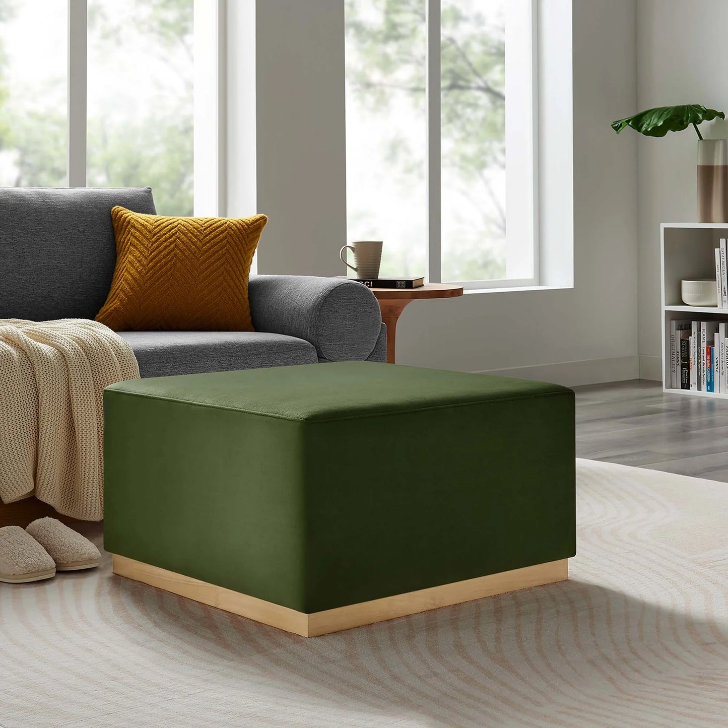 Tilden Elegant 28" Square Velvet Ottoman with Stain-Resistant Upholstery & Foam Padding β Stylish and Comfortable Accent Piece for Modern Living Spaces