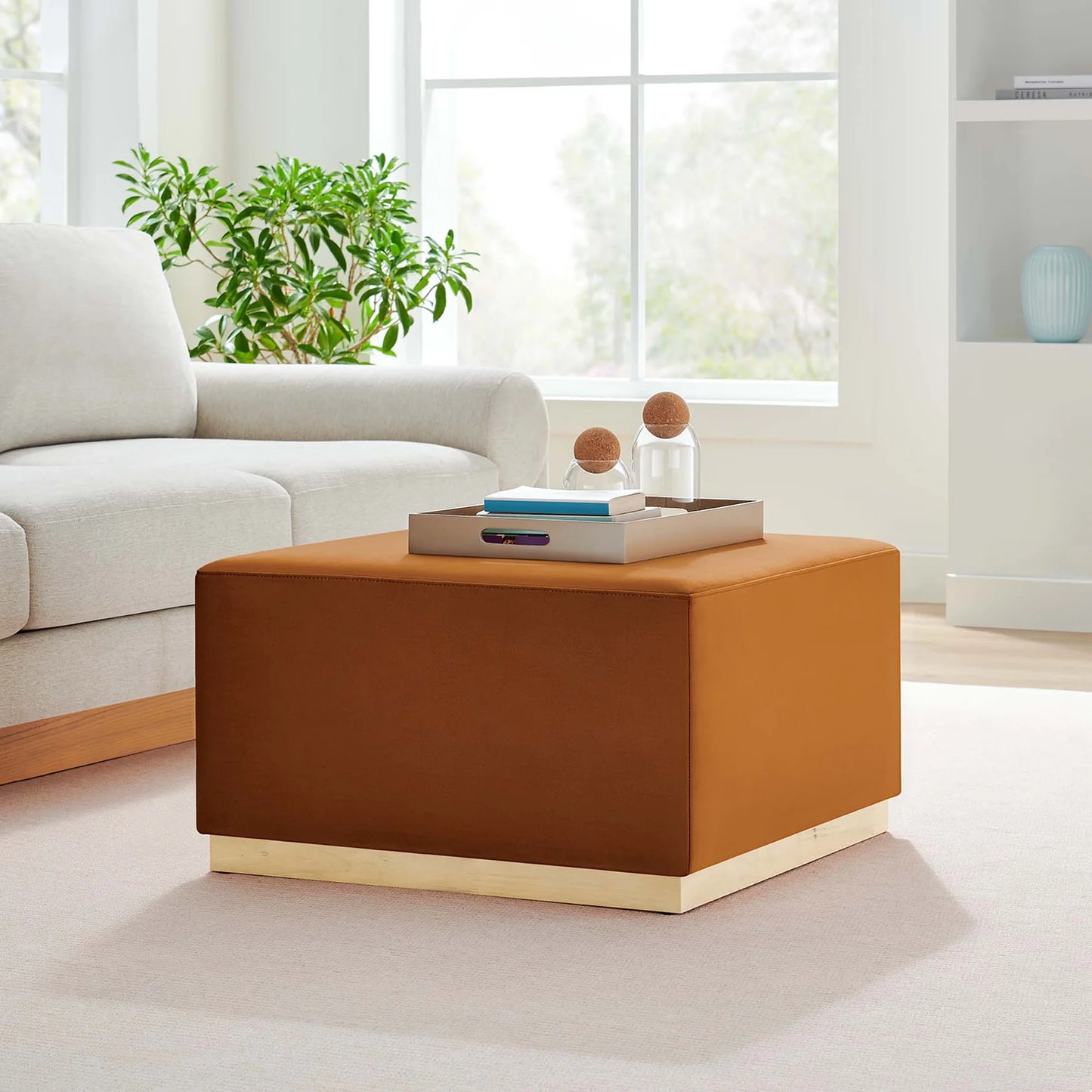 Tilden Elegant 28" Square Velvet Ottoman with Stain-Resistant Upholstery & Foam Padding β Stylish and Comfortable Accent Piece for Modern Living Spaces