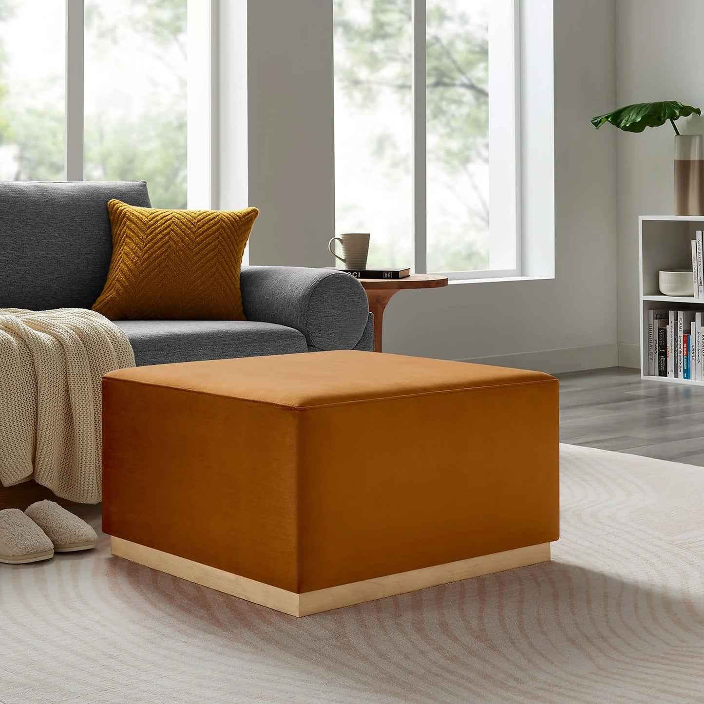 Tilden Elegant 28" Square Velvet Ottoman with Stain-Resistant Upholstery & Foam Padding β Stylish and Comfortable Accent Piece for Modern Living Spaces