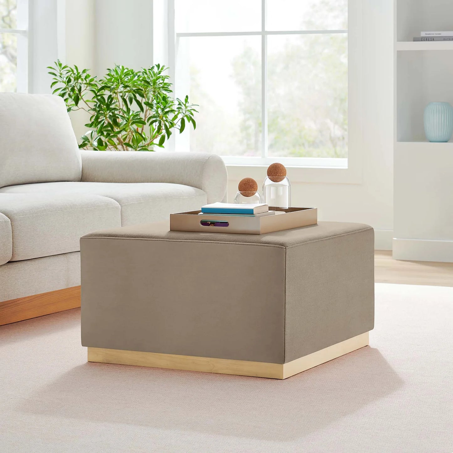 Tilden Elegant 28" Square Velvet Ottoman with Stain-Resistant Upholstery & Foam Padding β Stylish and Comfortable Accent Piece for Modern Living Spaces