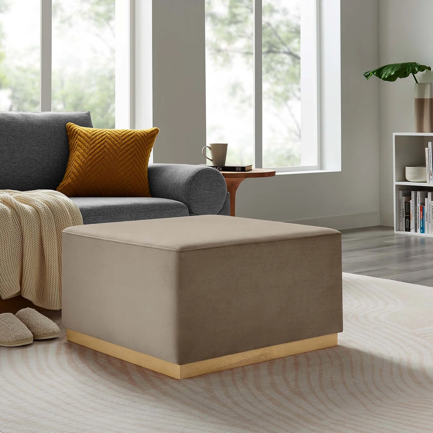 Tilden Elegant 28" Square Velvet Ottoman with Stain-Resistant Upholstery & Foam Padding β Stylish and Comfortable Accent Piece for Modern Living Spaces