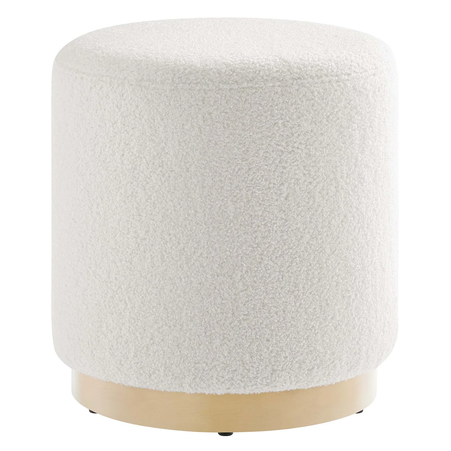 Tilden 16" Round Sherpa Upholstered Ottoman in Ivory Natural – Cozy and Stylish Accent Piece for Modern Living Spaces