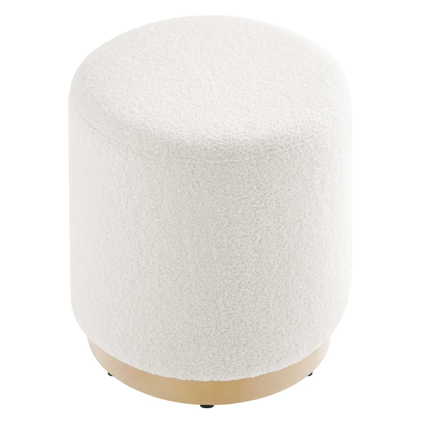 Tilden 16" Round Sherpa Upholstered Ottoman in Ivory Natural – Cozy and Stylish Accent Piece for Modern Living Spaces
