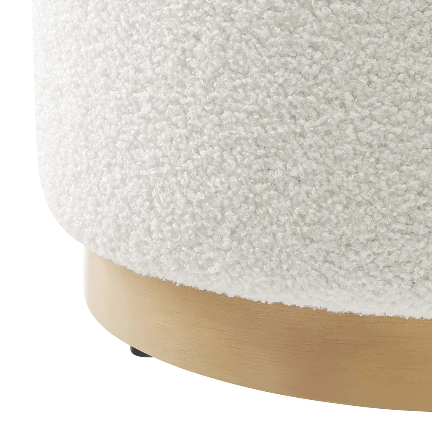 Tilden 16" Round Sherpa Upholstered Ottoman in Ivory Natural – Cozy and Stylish Accent Piece for Modern Living Spaces