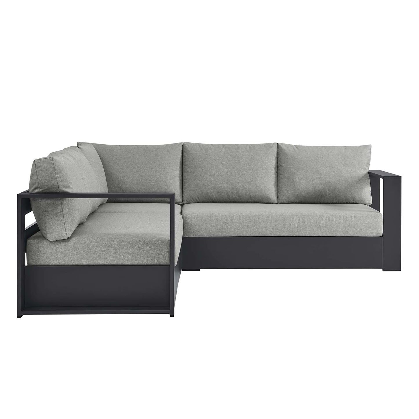 Tahoe 3-Piece Outdoor Patio Powder-Coated Aluminum Sectional Sofa Set in Gray Charcoal β Durable and Stylish Seating for Comfortable Outdoor Living