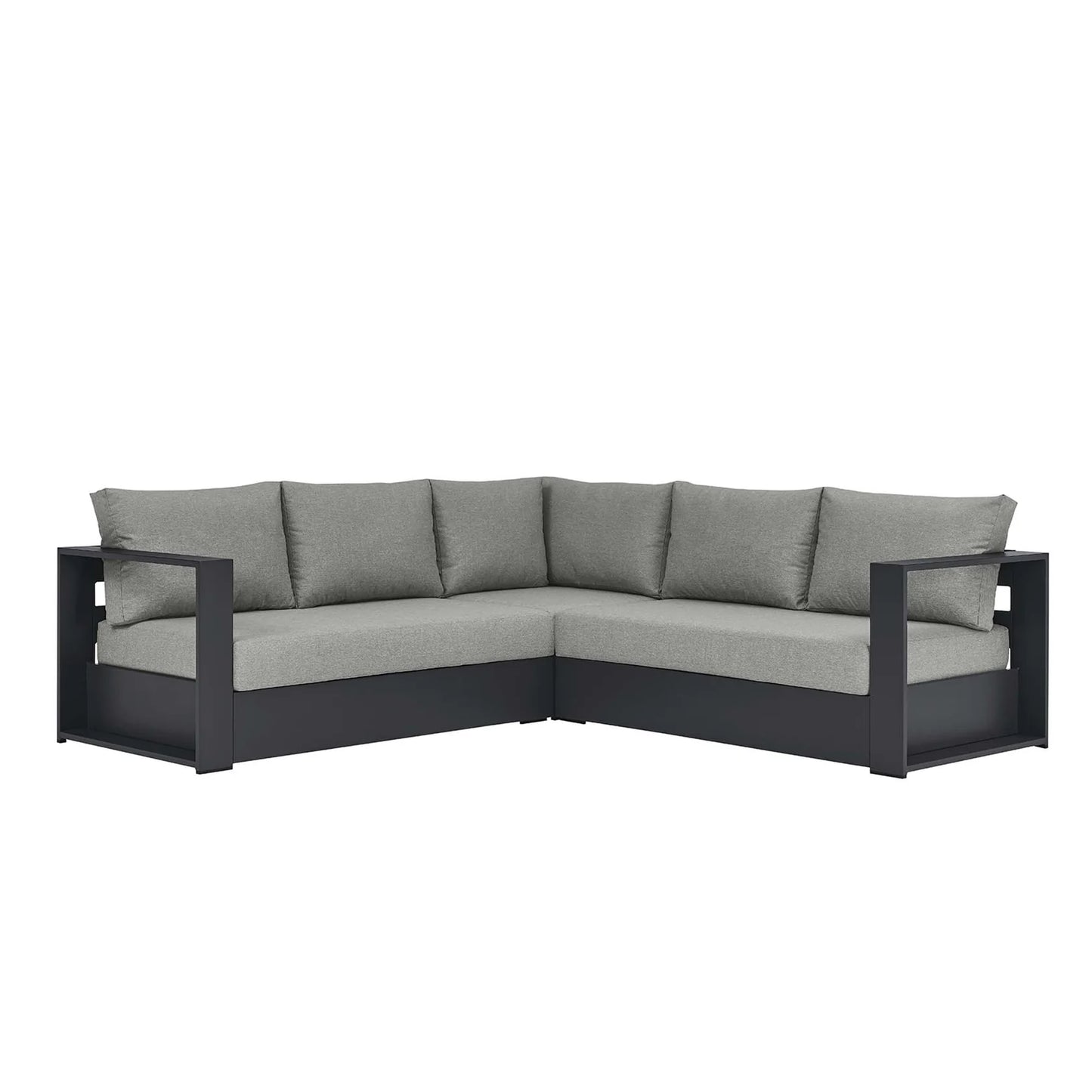 Tahoe 3-Piece Outdoor Patio Powder-Coated Aluminum Sectional Sofa Set in Gray Charcoal β Durable and Stylish Seating for Comfortable Outdoor Living