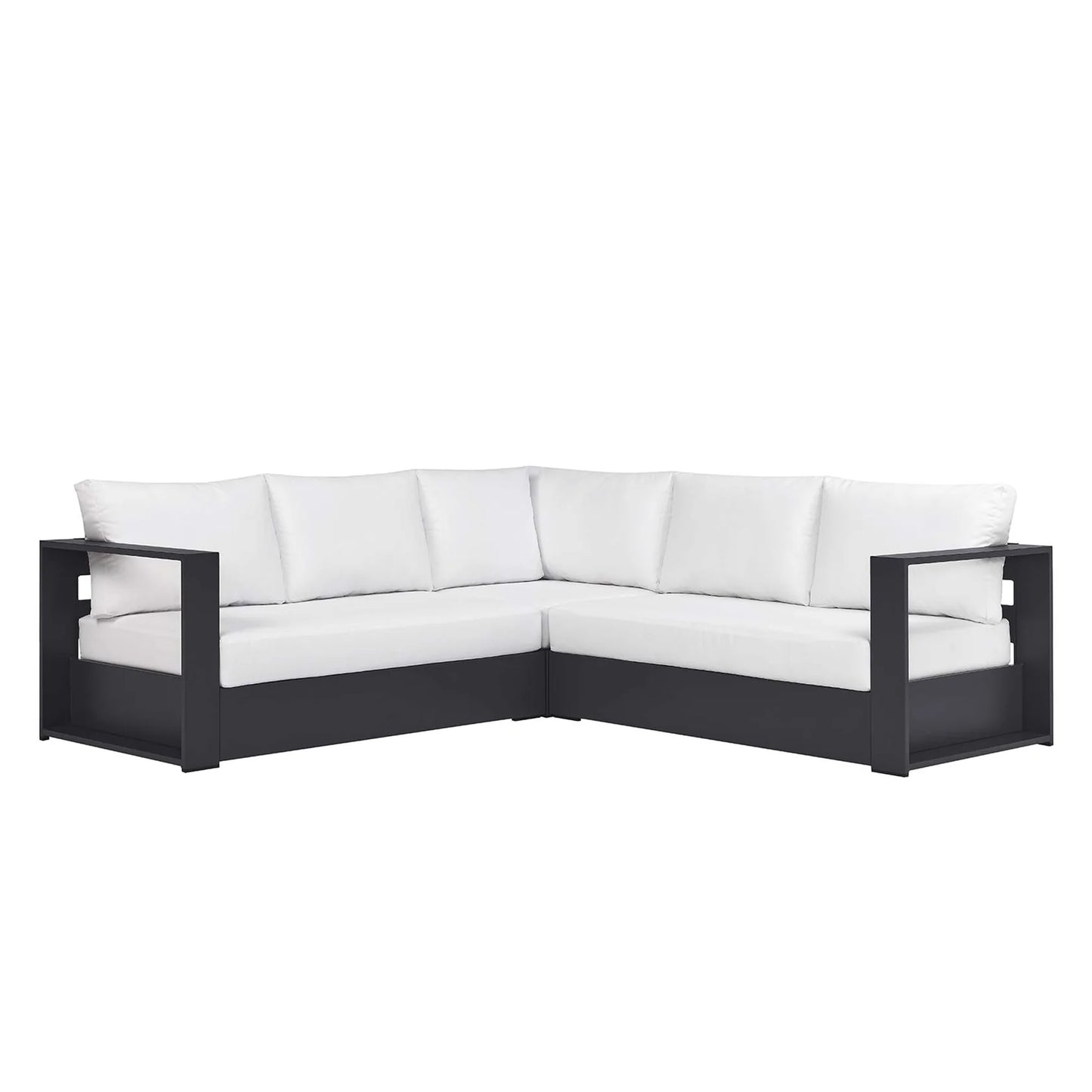 Tahoe 3-Piece Outdoor Patio Powder-Coated Aluminum Sectional Sofa Set in Gray Charcoal β Durable and Stylish Seating for Comfortable Outdoor Living