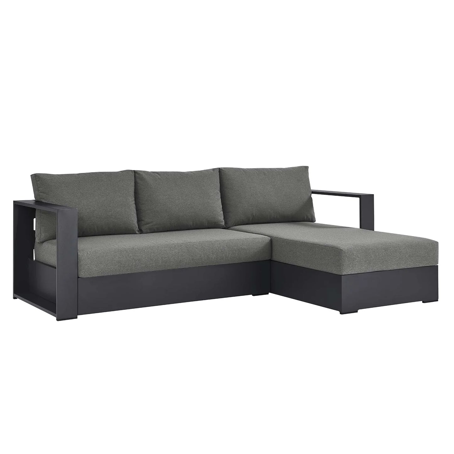 Tahoe 2-Piece Outdoor Patio Powder-Coated Aluminum Right-Facing Chaise Sectional Sofa Set in Gray Charcoal β Stylish and Durable Seating for Relaxed Outdoor Living