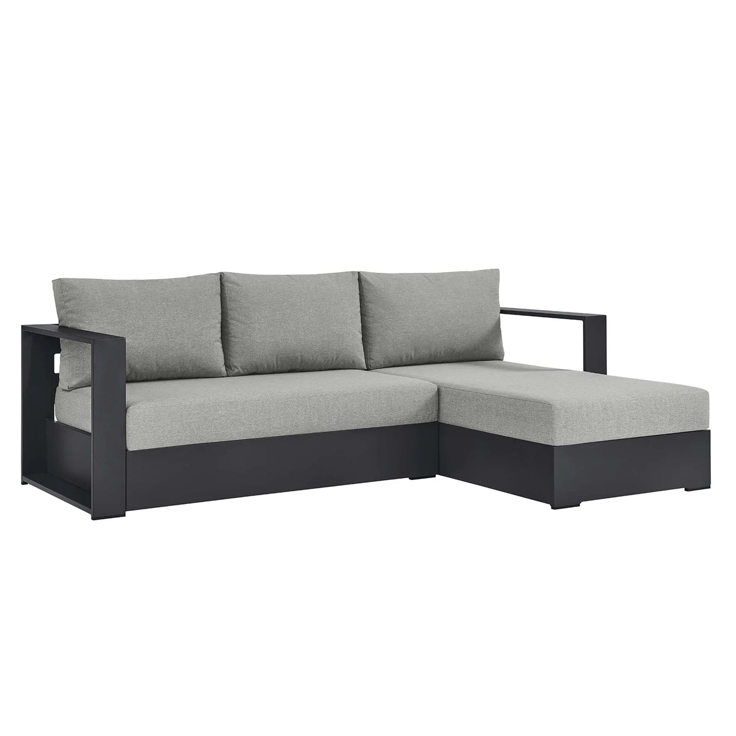Tahoe 2-Piece Outdoor Patio Powder-Coated Aluminum Right-Facing Chaise Sectional Sofa Set in Gray Charcoal β Stylish and Durable Seating for Relaxed Outdoor Living